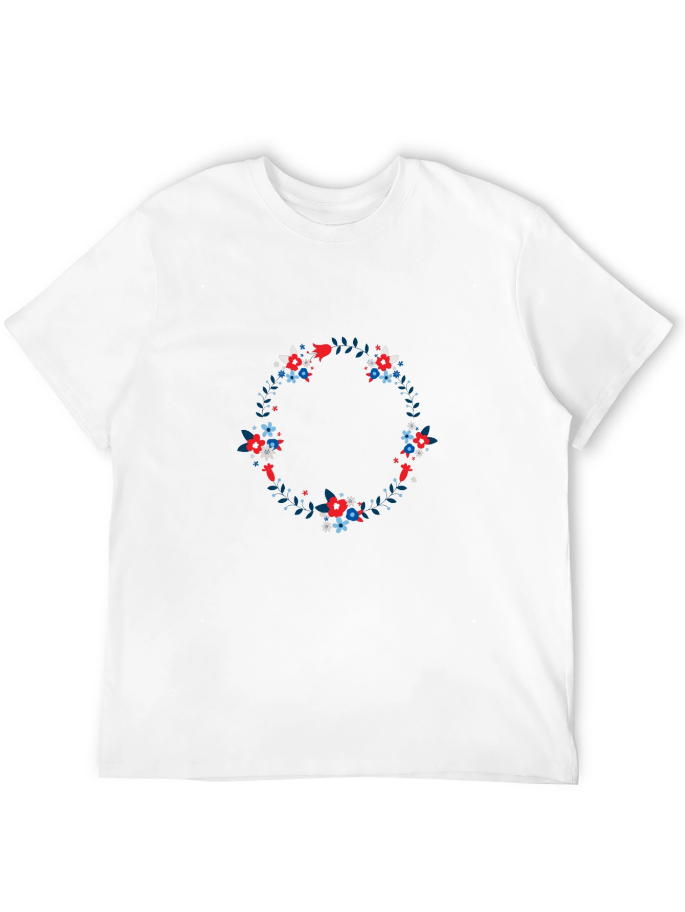 Floral Wreath Graphic Tee - Black Cotton T-Shirt