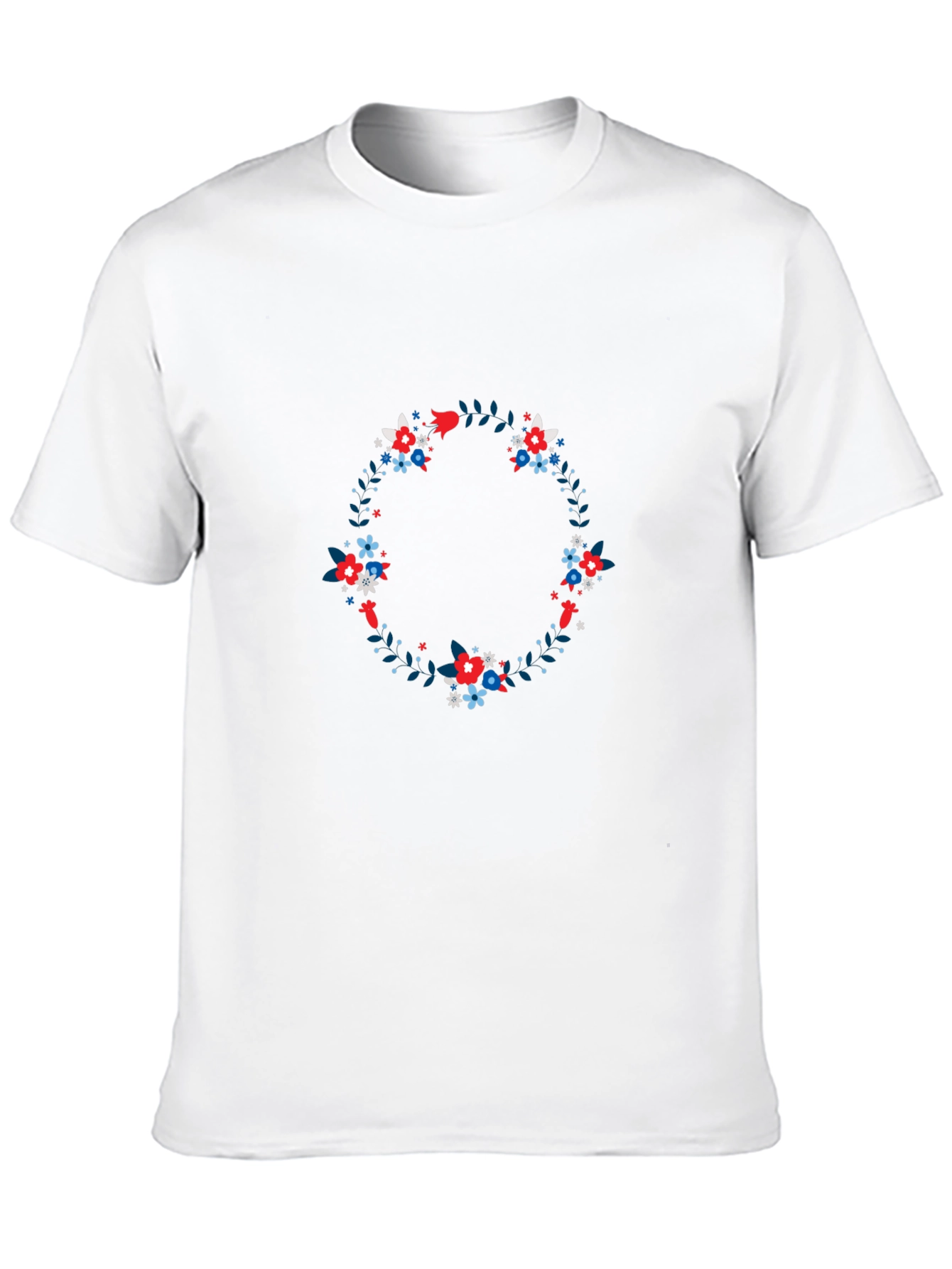 Floral Wreath Graphic Tee - Black Cotton T-Shirt