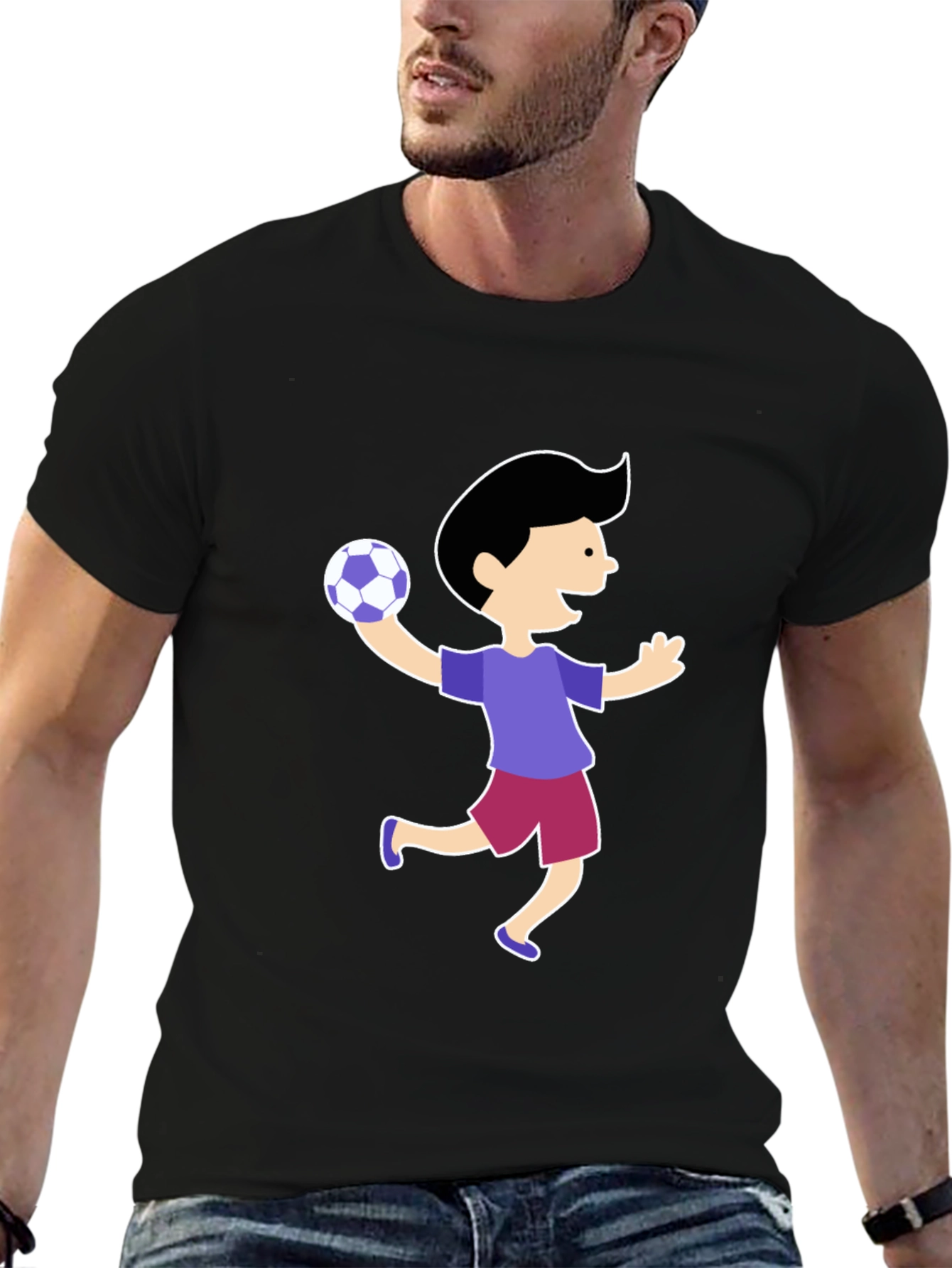 Fun Cartoon Boy T-Shirt - Black