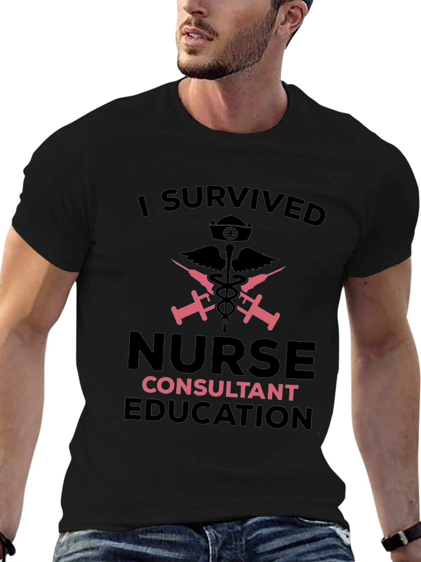 I Survived Nurse Consultant Education Black T-Shirt