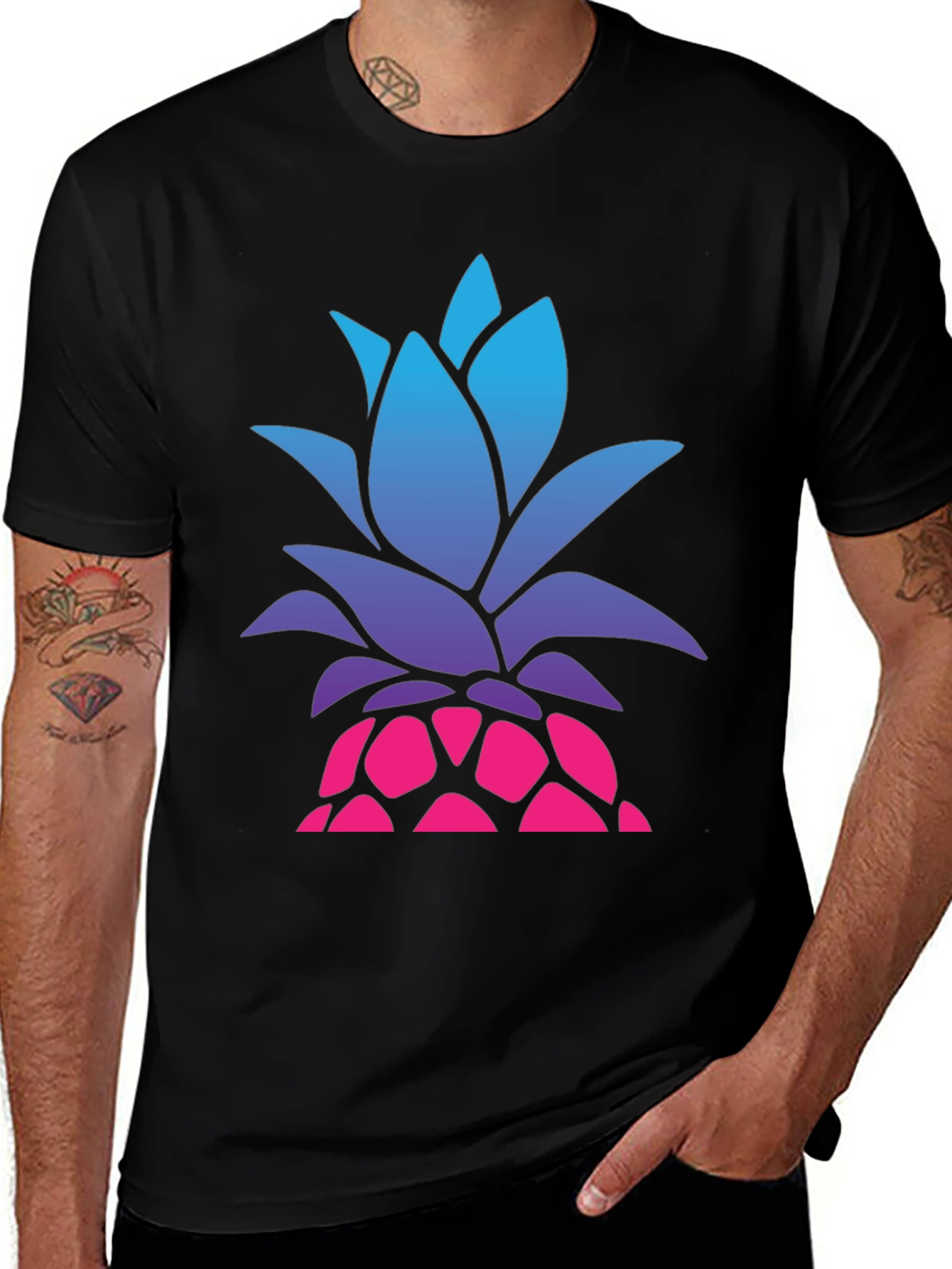 Mens Black Pineapple Graphic Tee