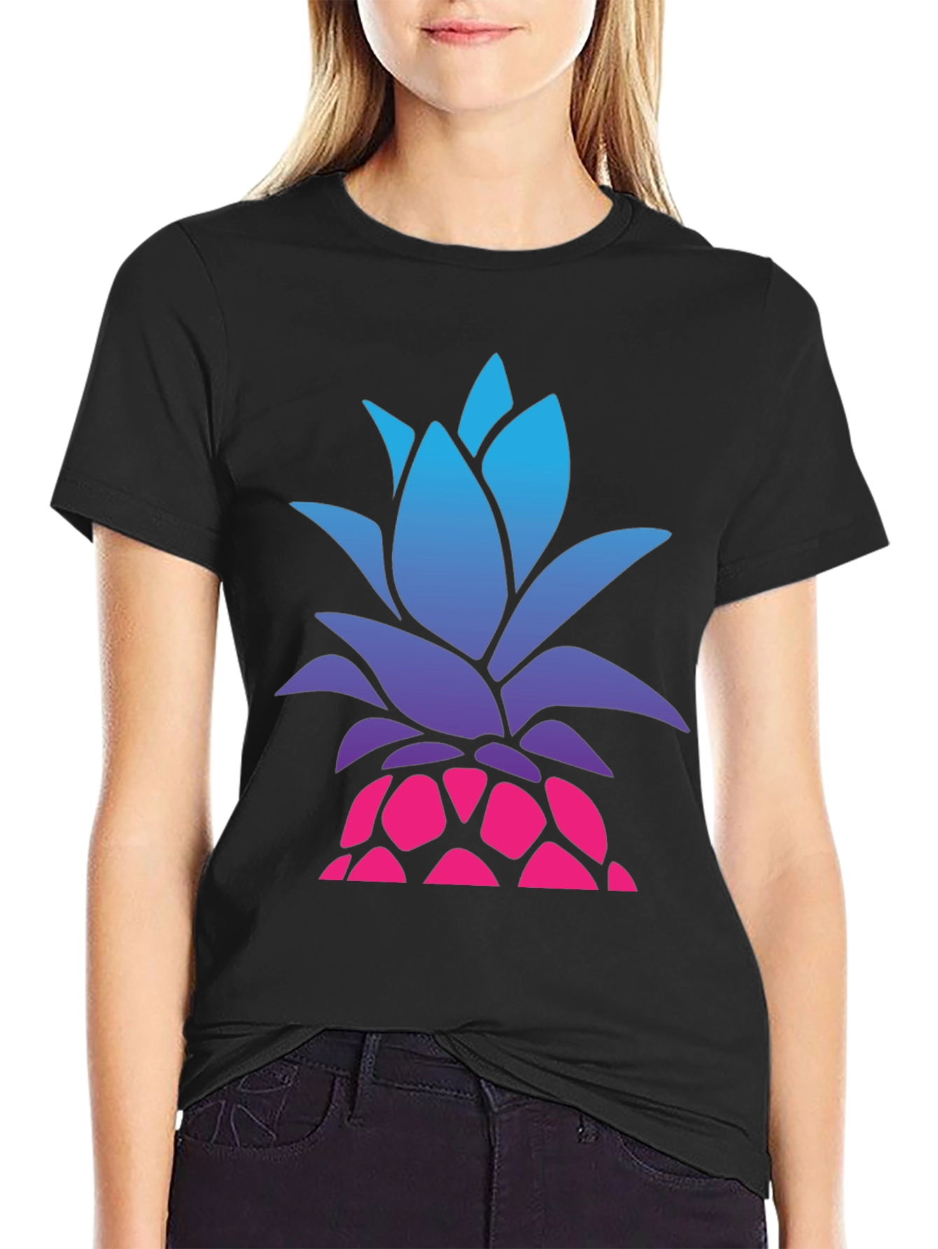 Mens Black Pineapple Graphic Tee