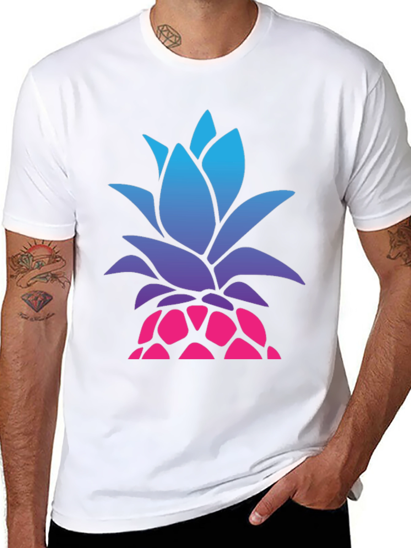 Mens Black Pineapple Graphic Tee