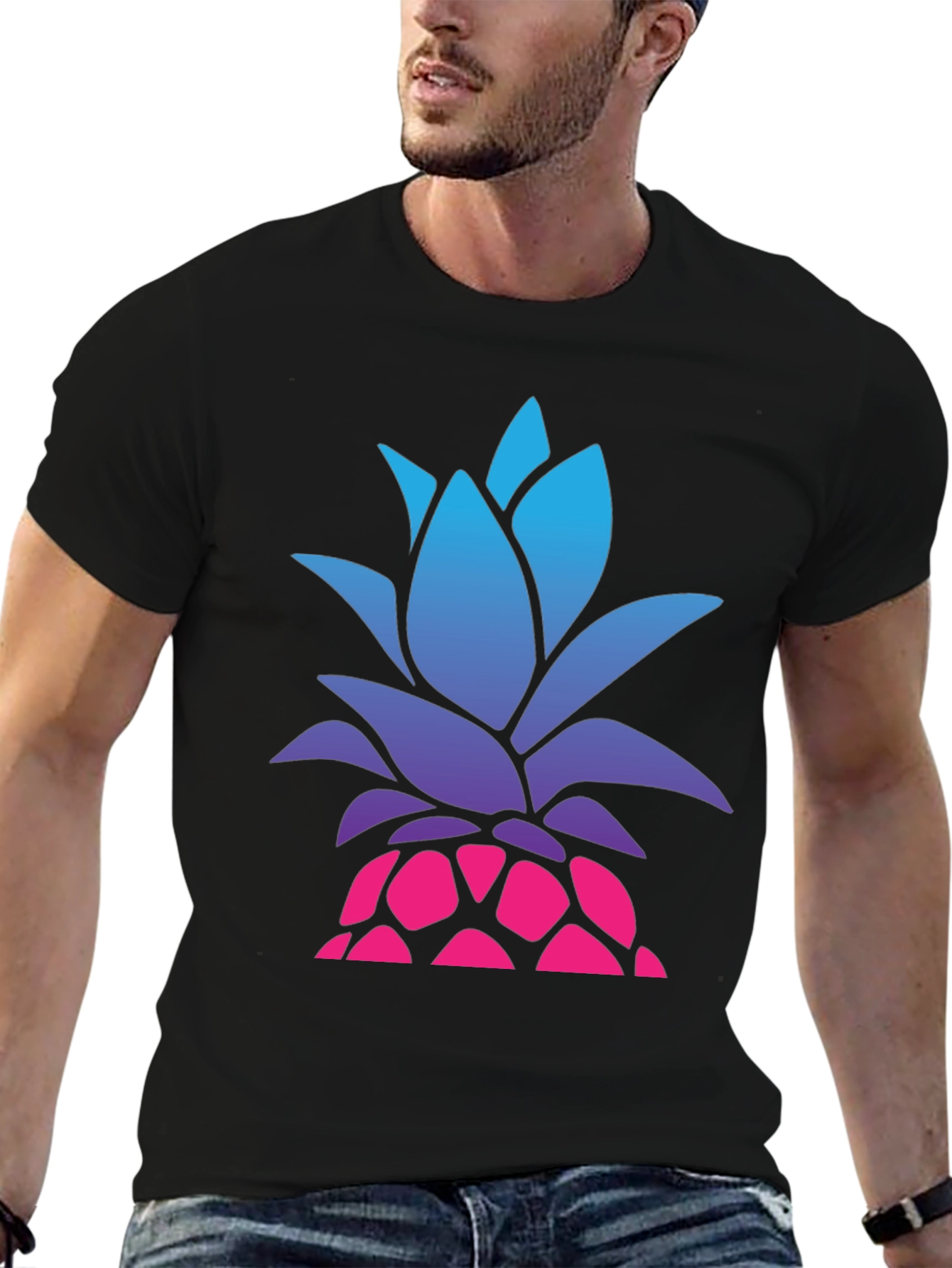 Mens Black Pineapple Graphic Tee