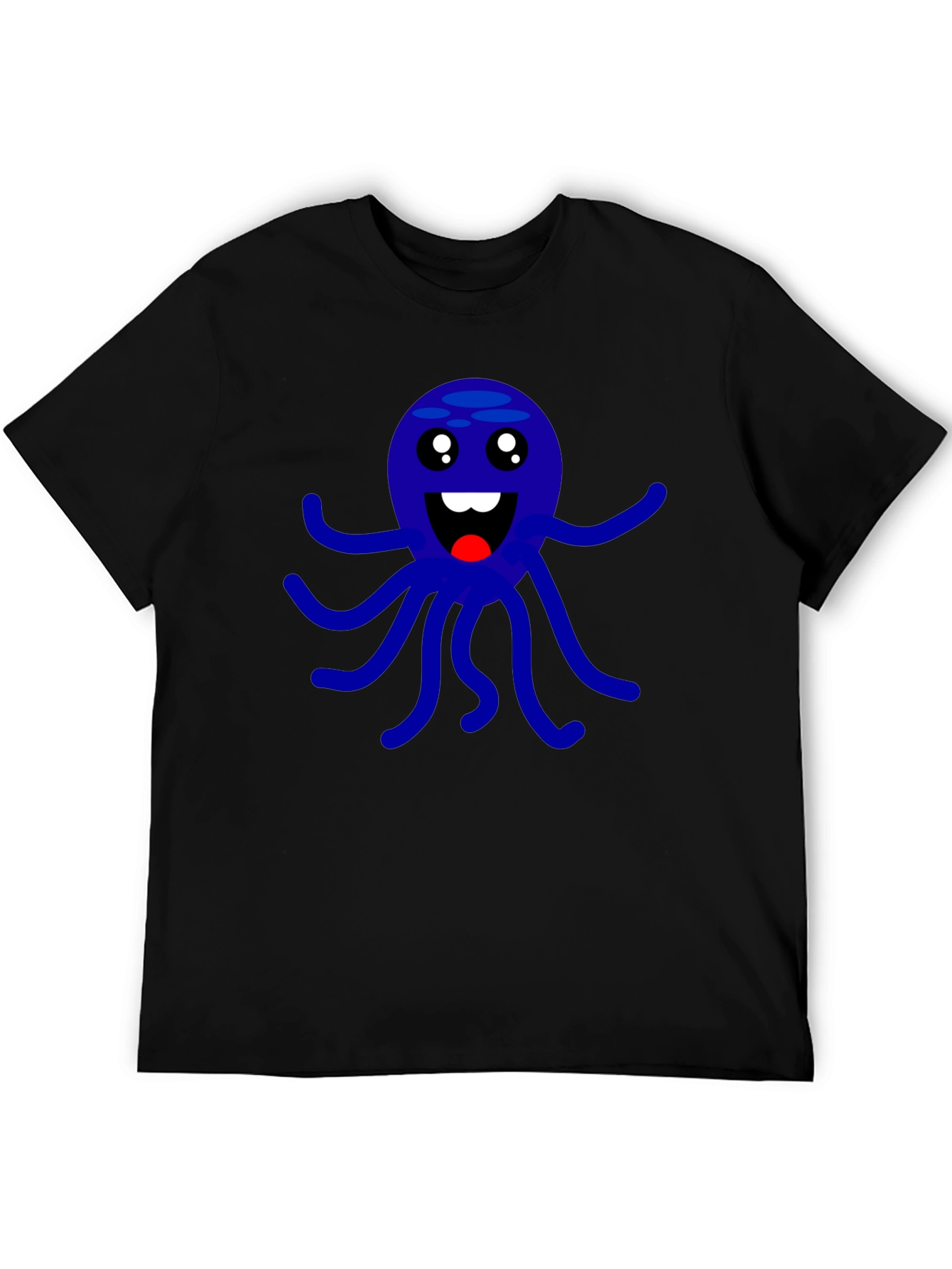 Cute Octopus Graphic Print Black T-Shirt