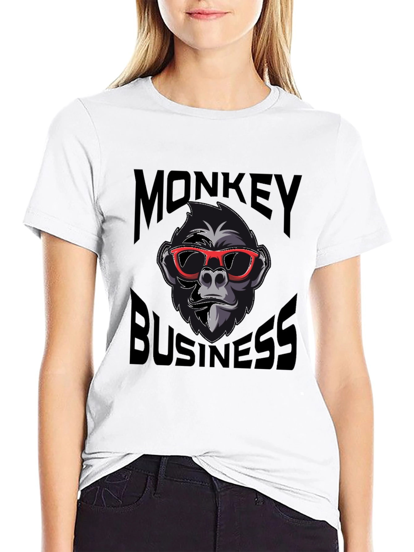 Monkey Business Graphic Tee - Trendy Crew Neck T-Shirt