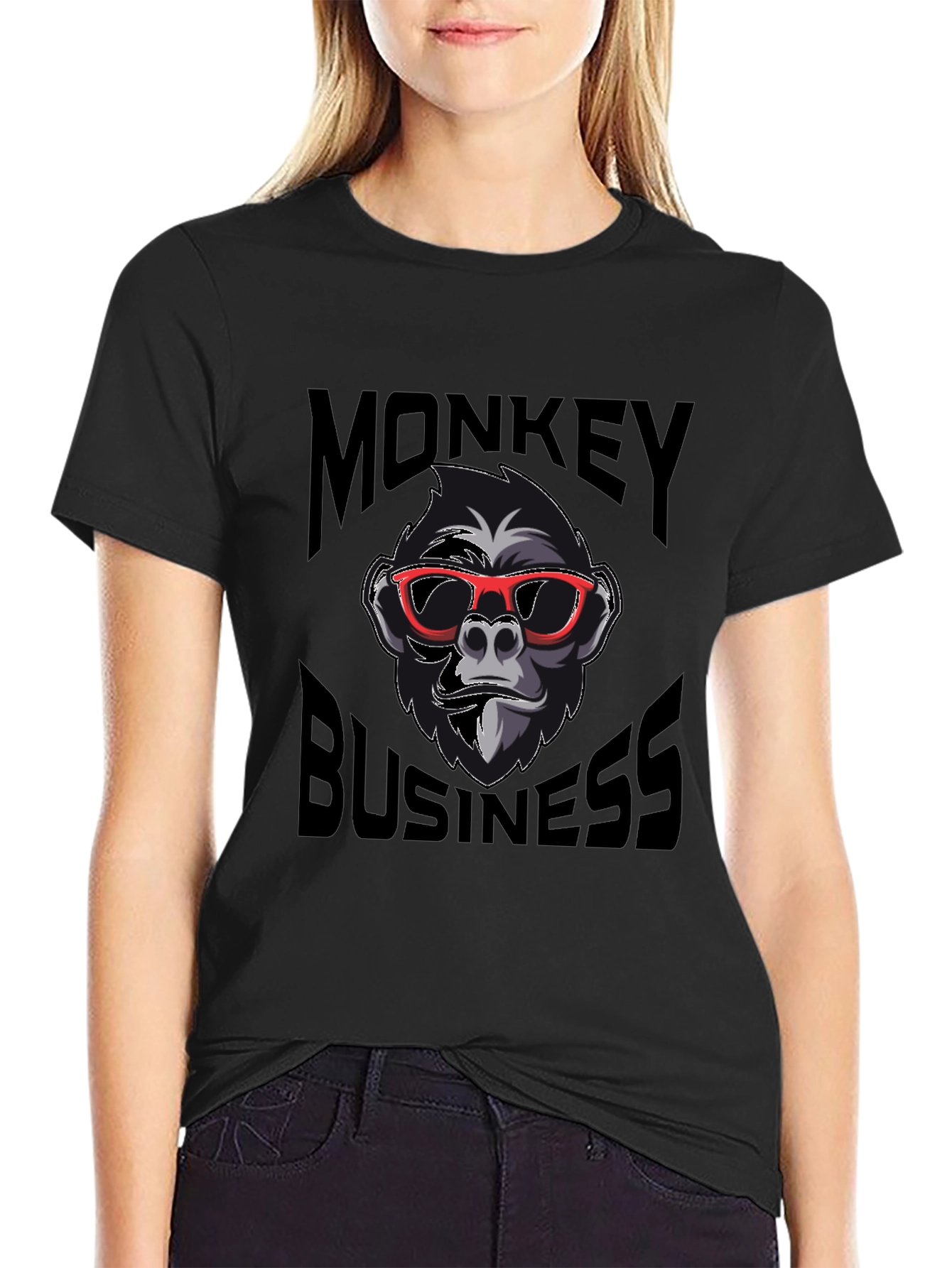 Monkey Business Graphic Tee - Trendy Crew Neck T-Shirt