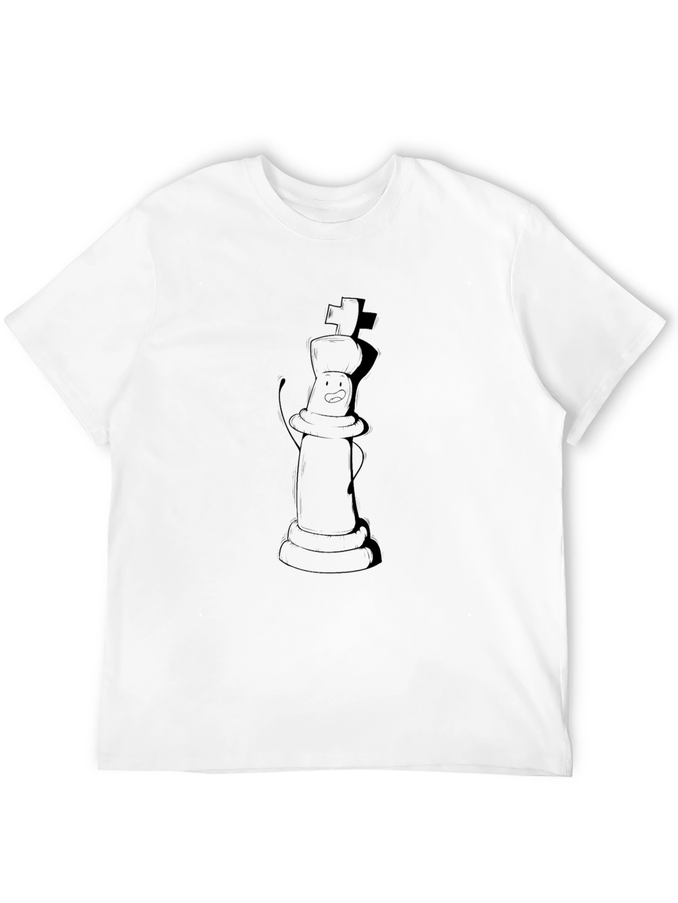 Chess King Cartoon Black T-Shirt