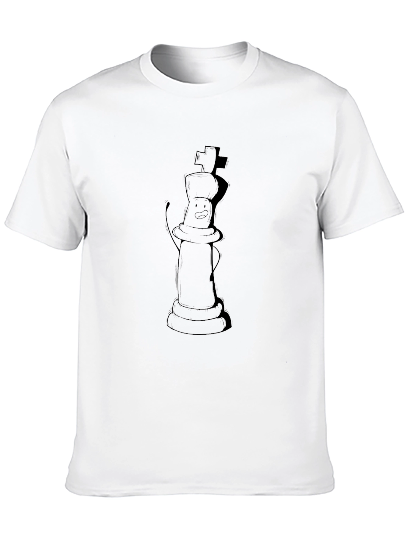 Chess King Cartoon Black T-Shirt