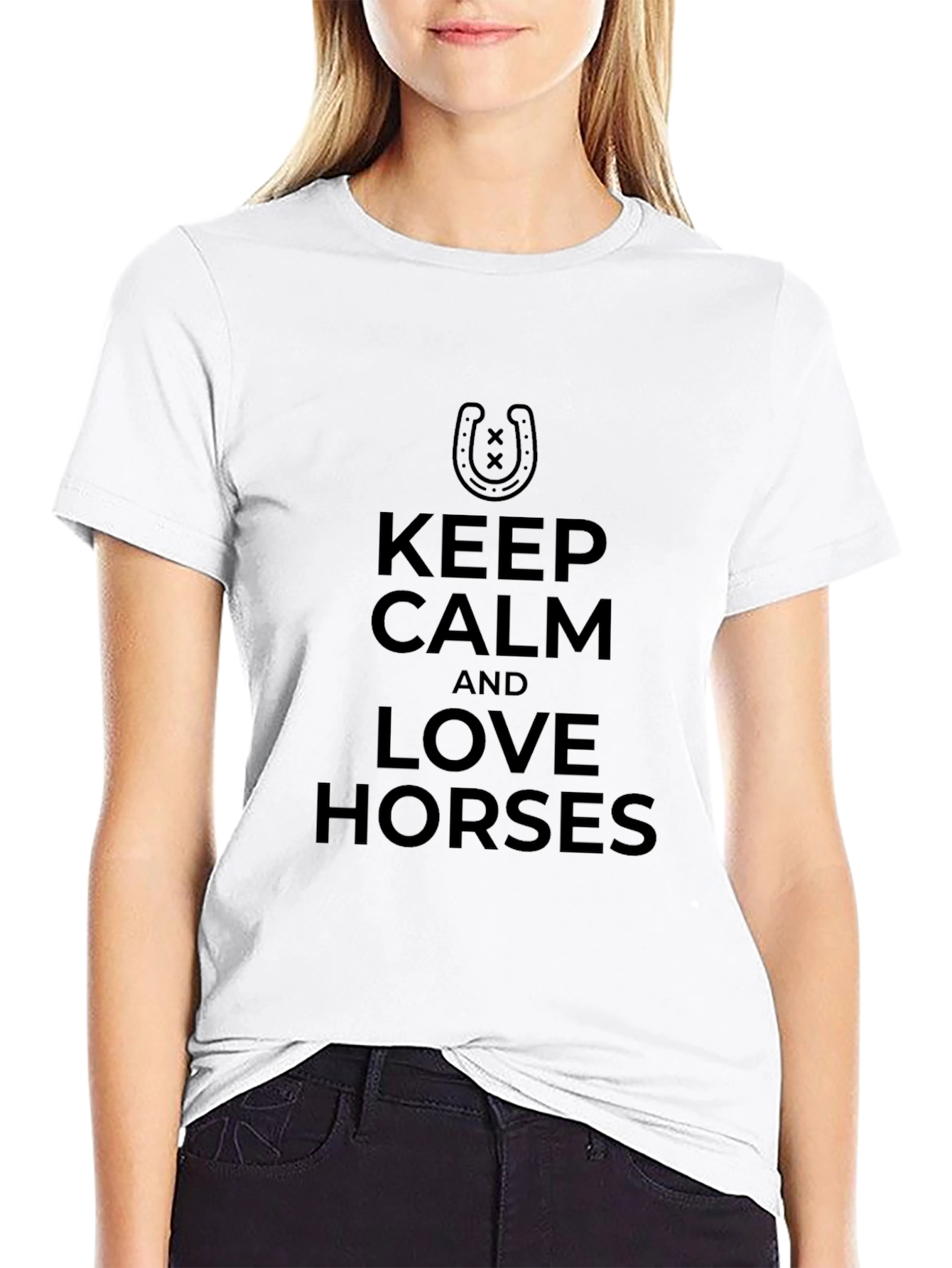 Keep Calm Love Horses Black T-Shirt