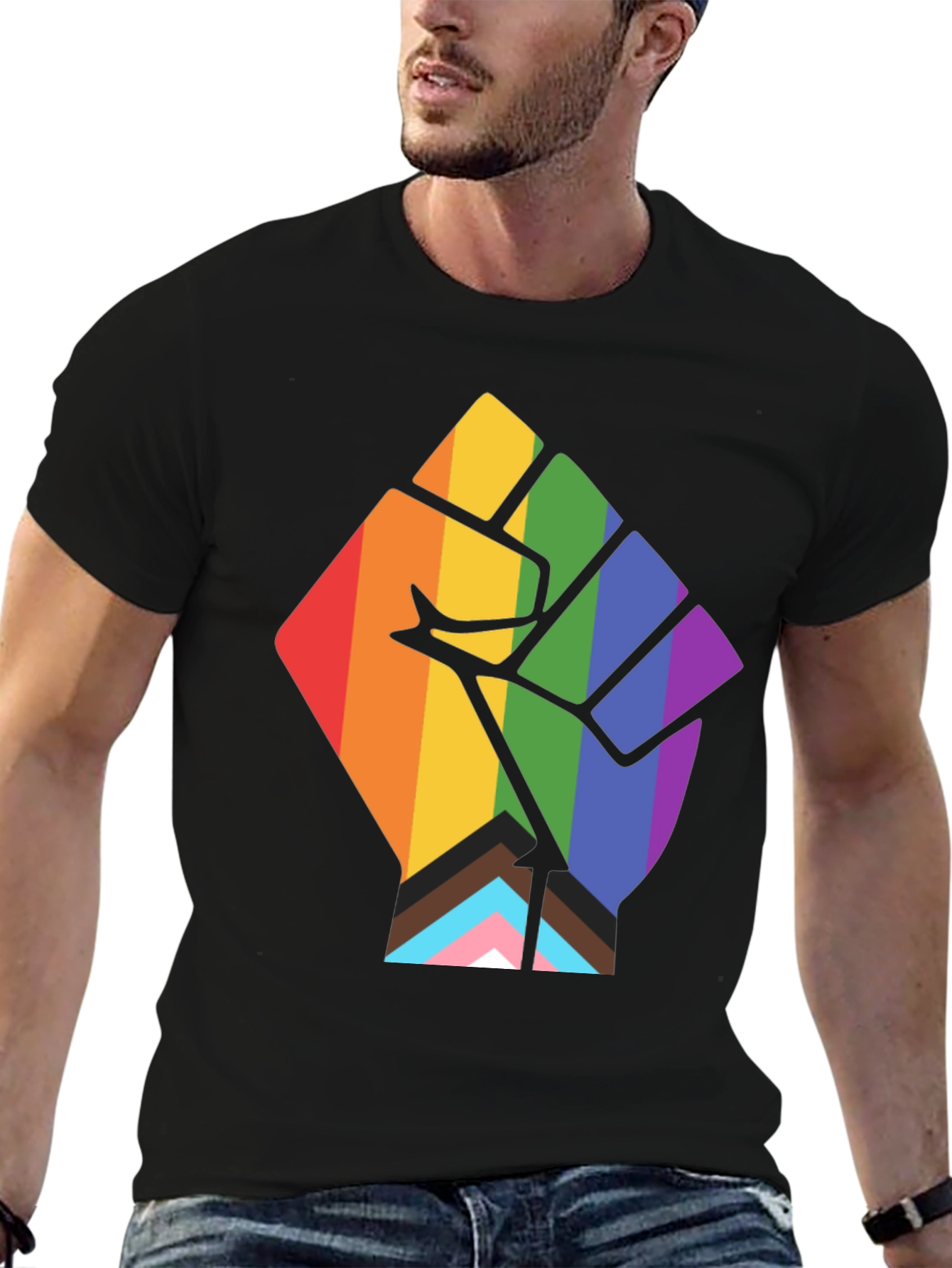 Pride Fist T-Shirt - Black - LGBTQ+ Ally