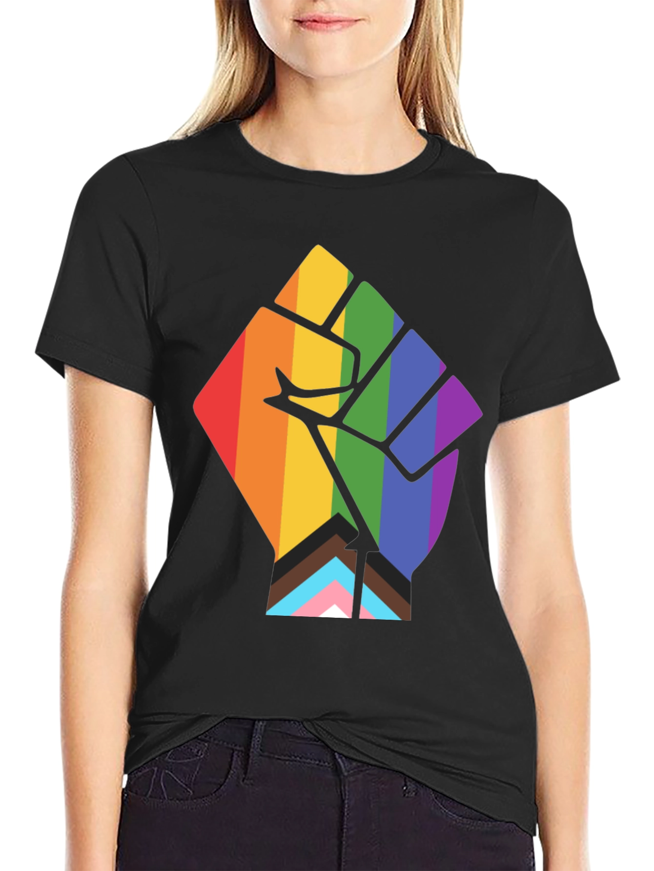 Pride Fist T-Shirt - Black - LGBTQ+ Ally