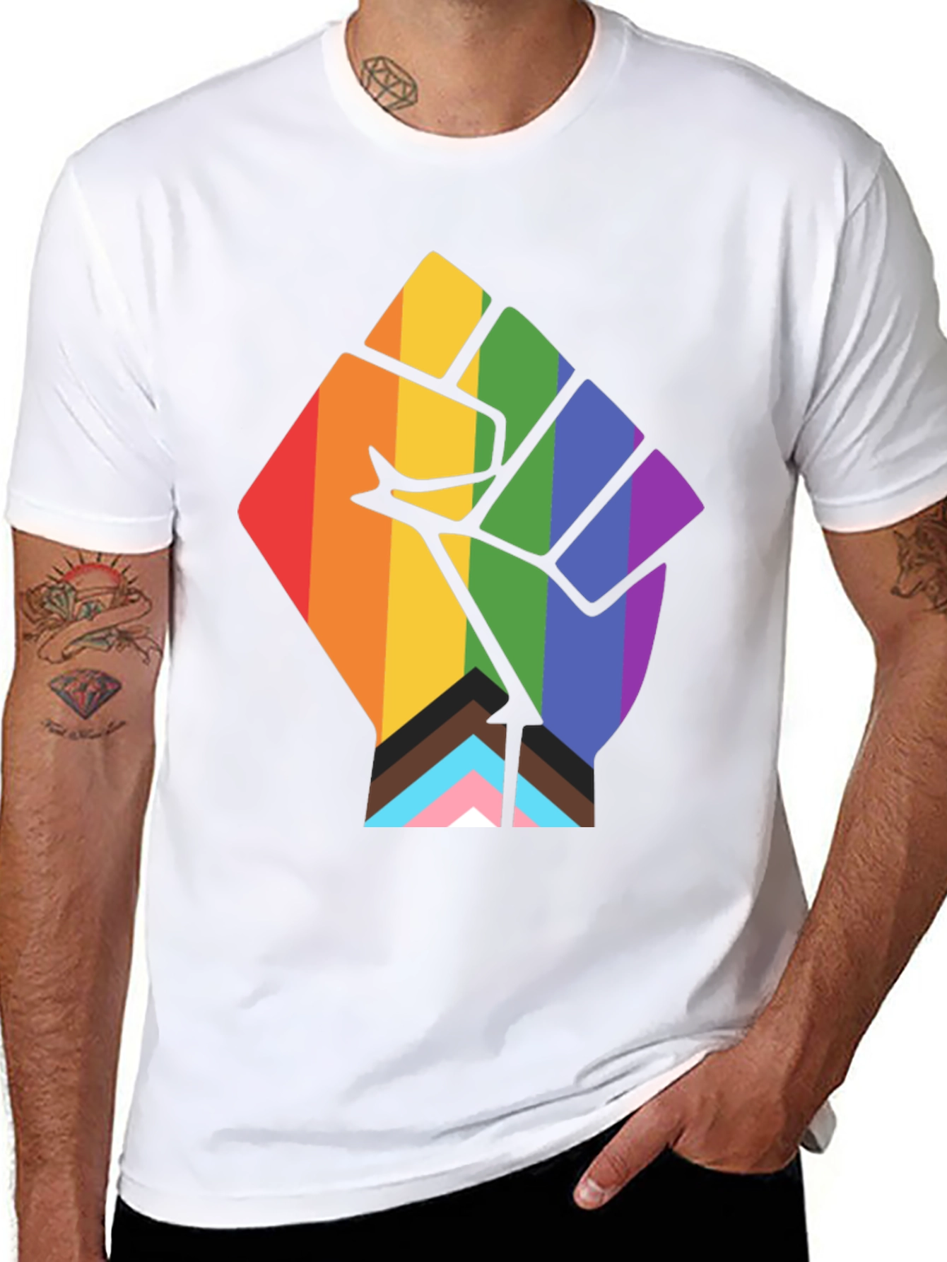 Pride Fist T-Shirt - Black - LGBTQ+ Ally