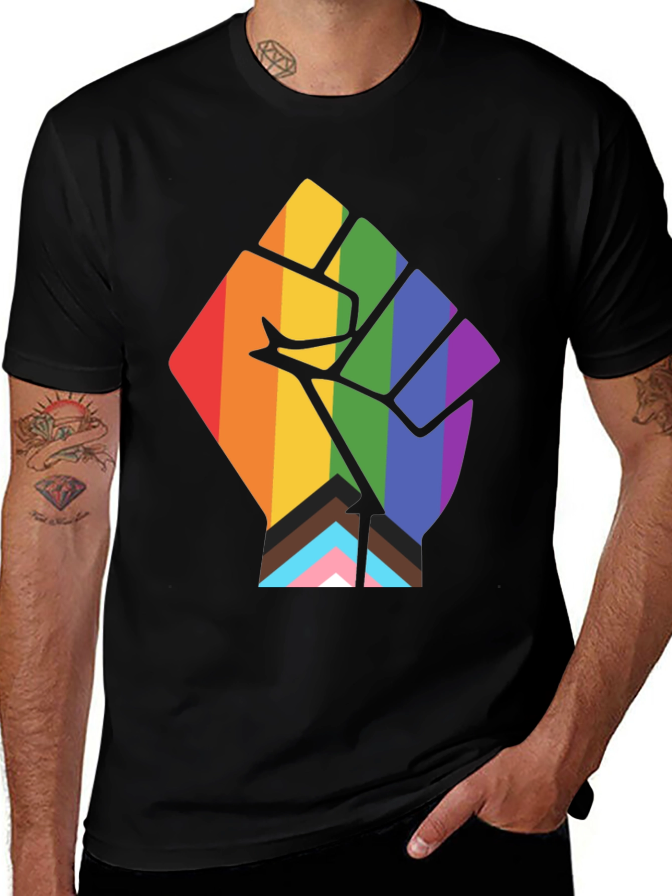 Pride Fist T-Shirt - Black - LGBTQ+ Ally