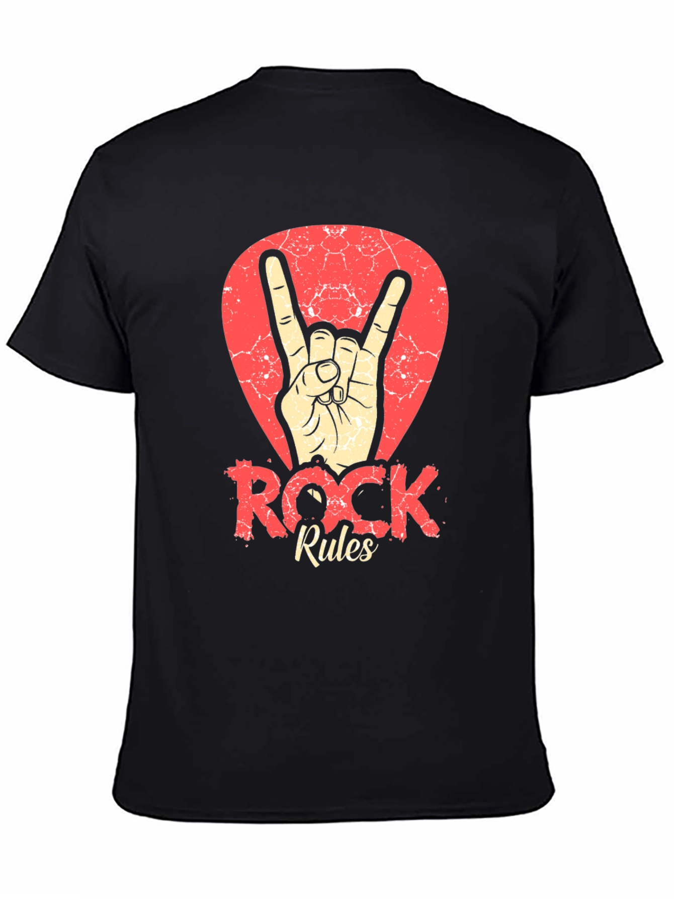 Rock Rules T-Shirt - Black Crew Neck Tee
