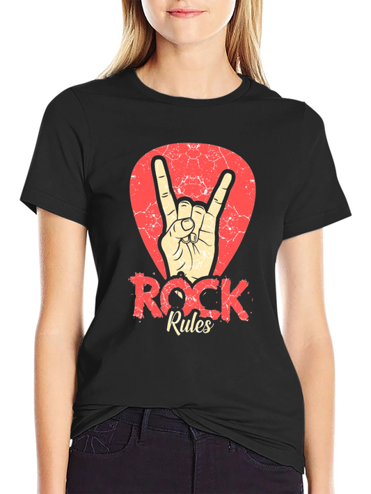 Rock Rules T-Shirt - Black Crew Neck Tee