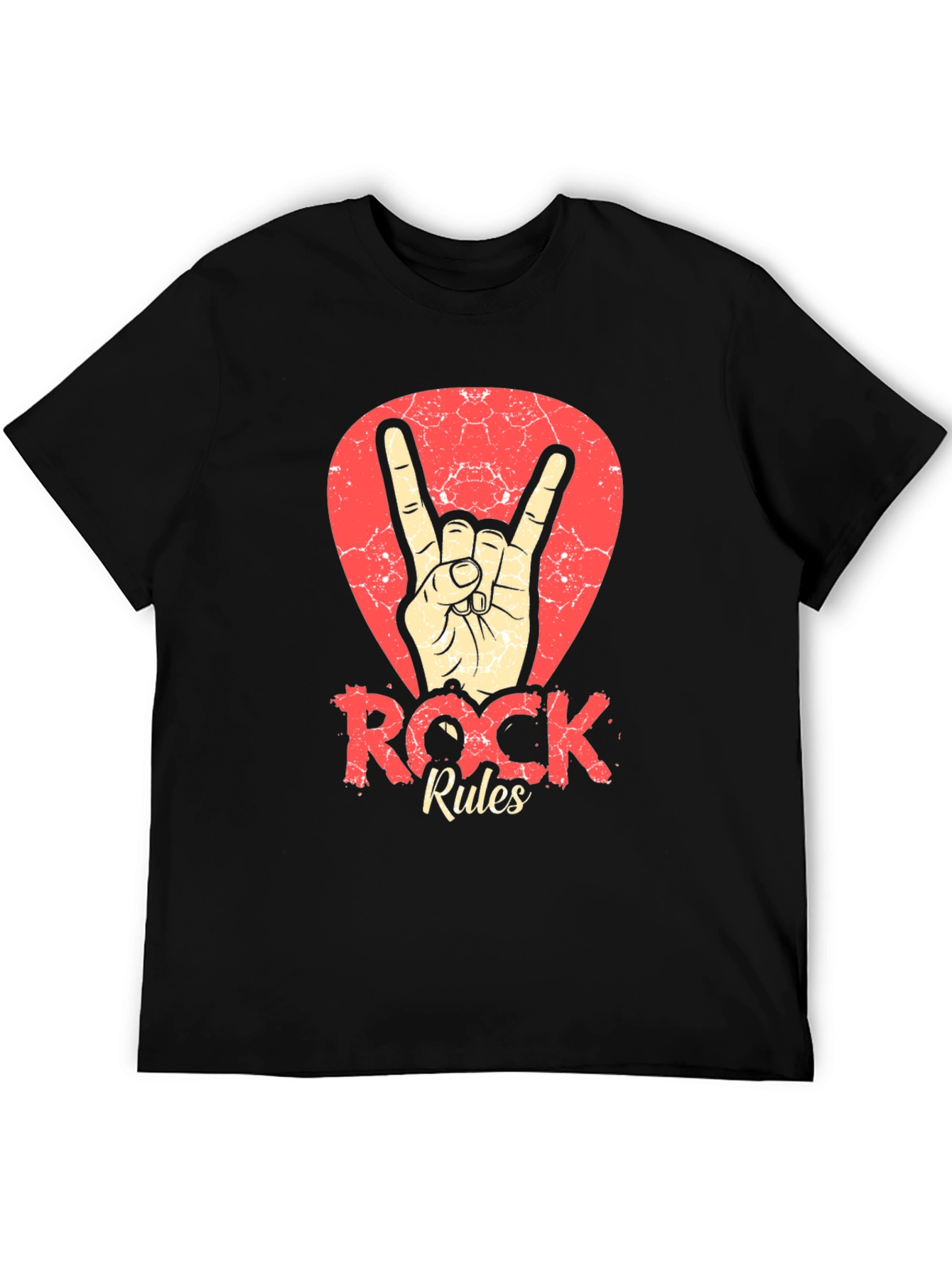 Rock Rules T-Shirt - Black Crew Neck Tee