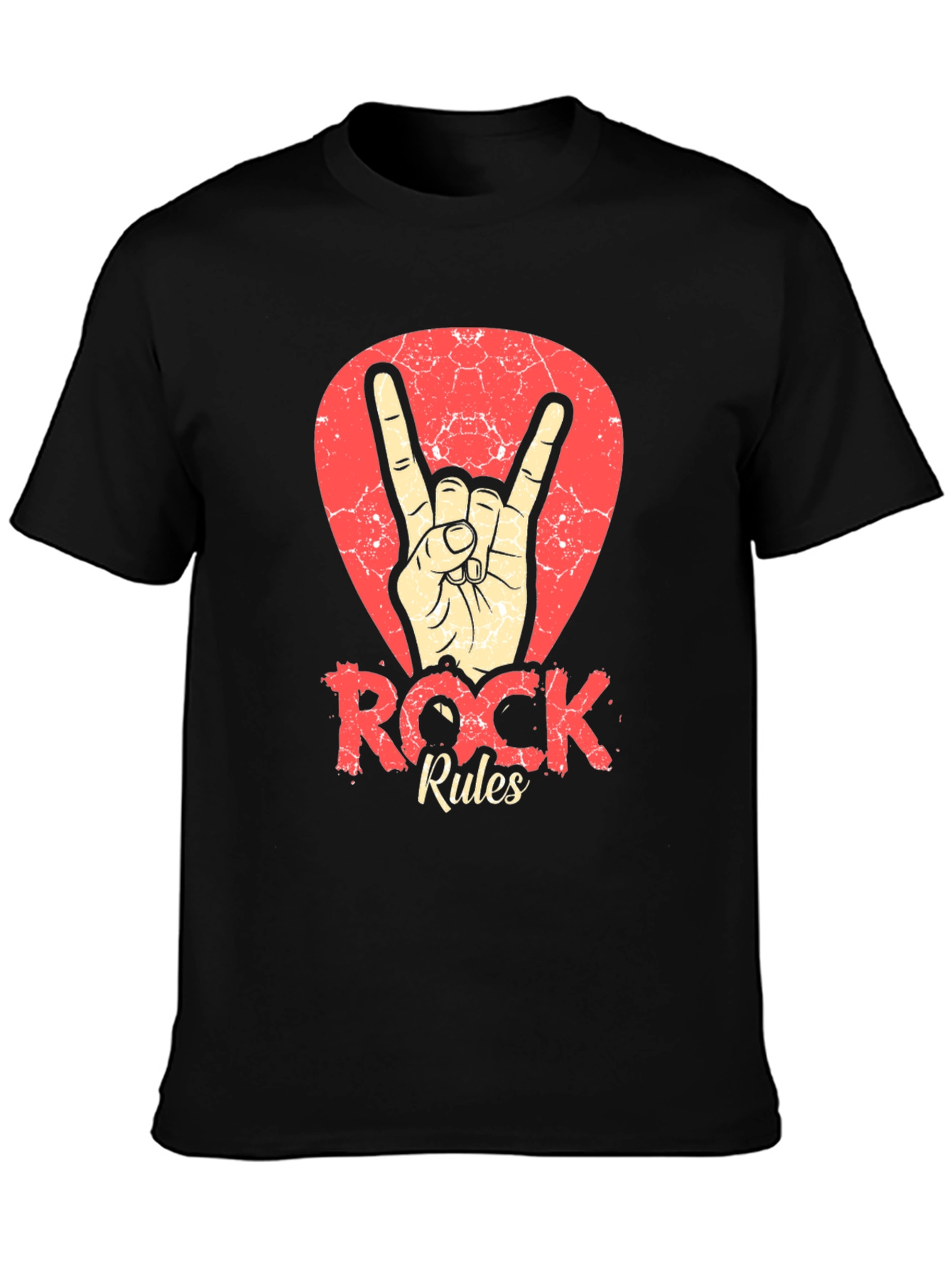 Rock Rules T-Shirt - Black Crew Neck Tee