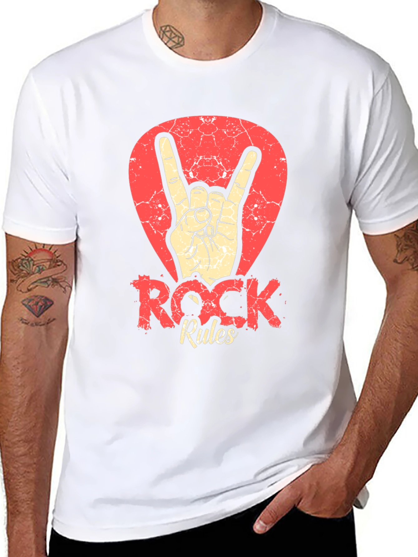 Rock Rules T-Shirt - Black Crew Neck Tee