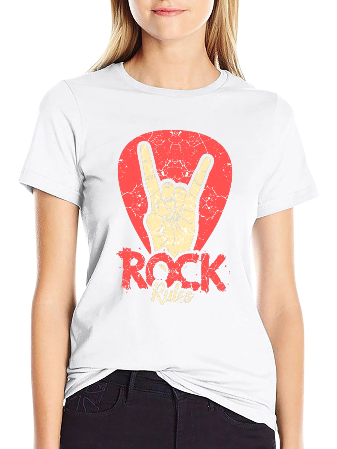Rock Rules T-Shirt - Black Crew Neck Tee