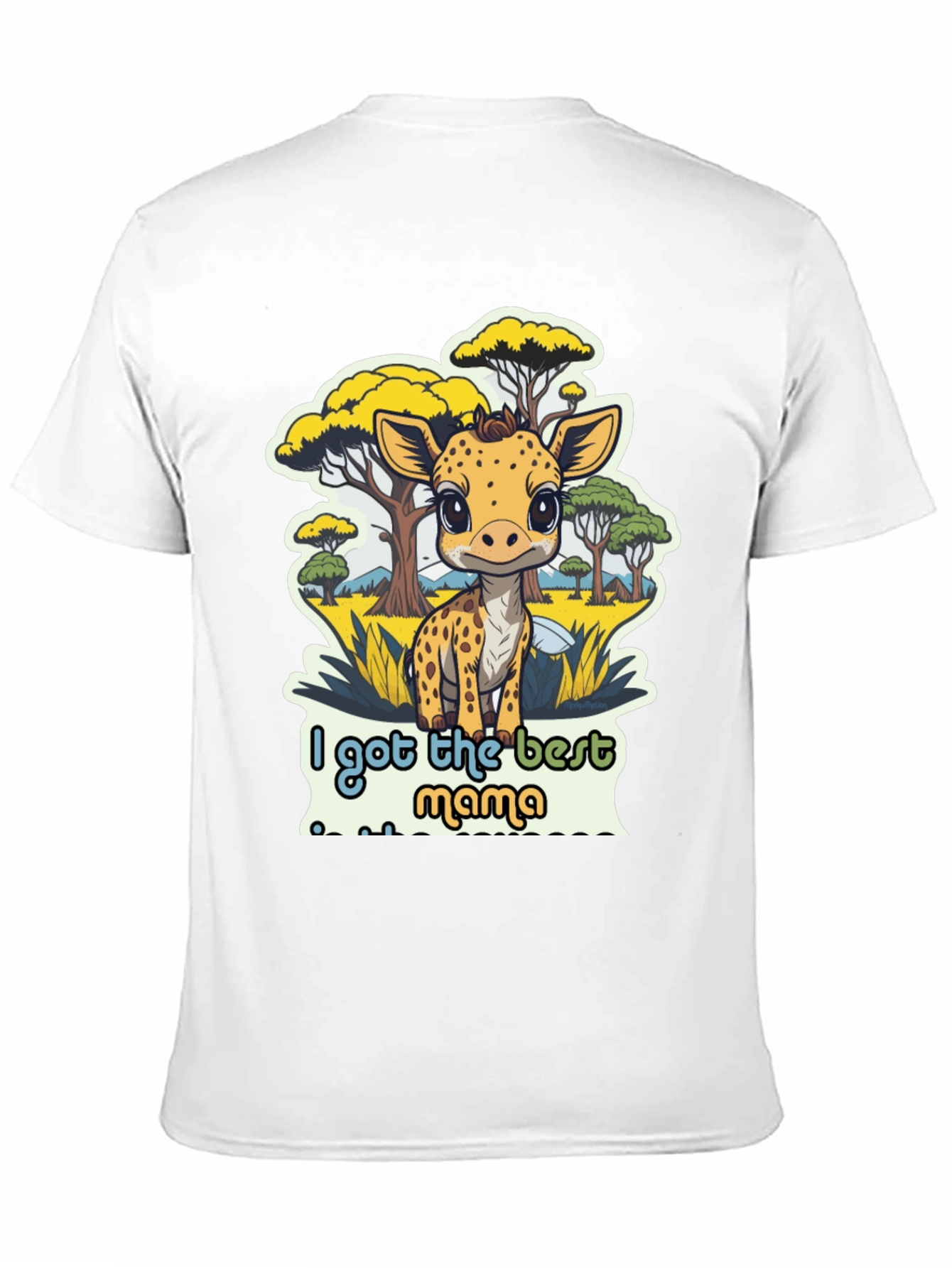 Cute Giraffe Best Mama Black T-Shirt