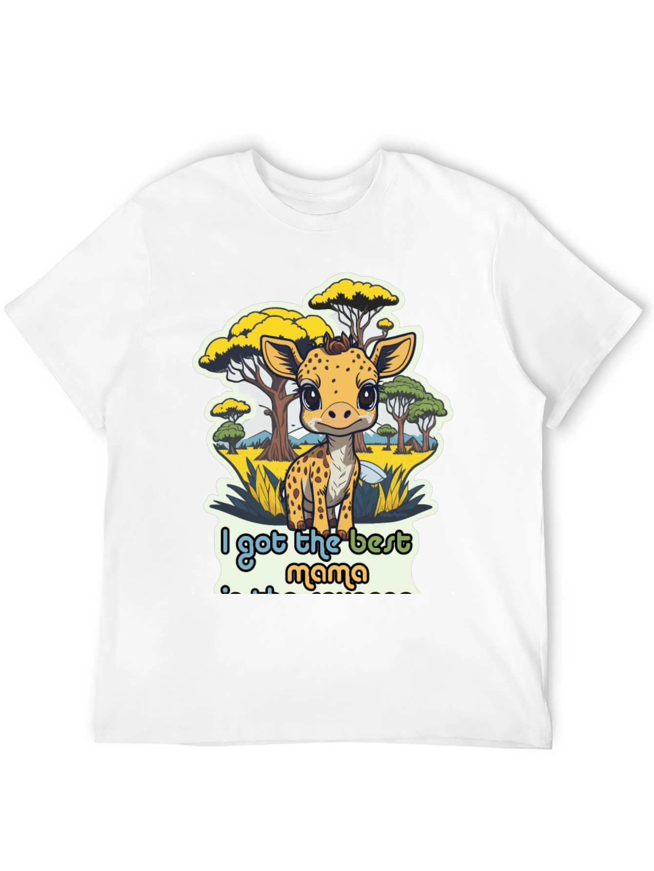 Cute Giraffe Best Mama Black T-Shirt