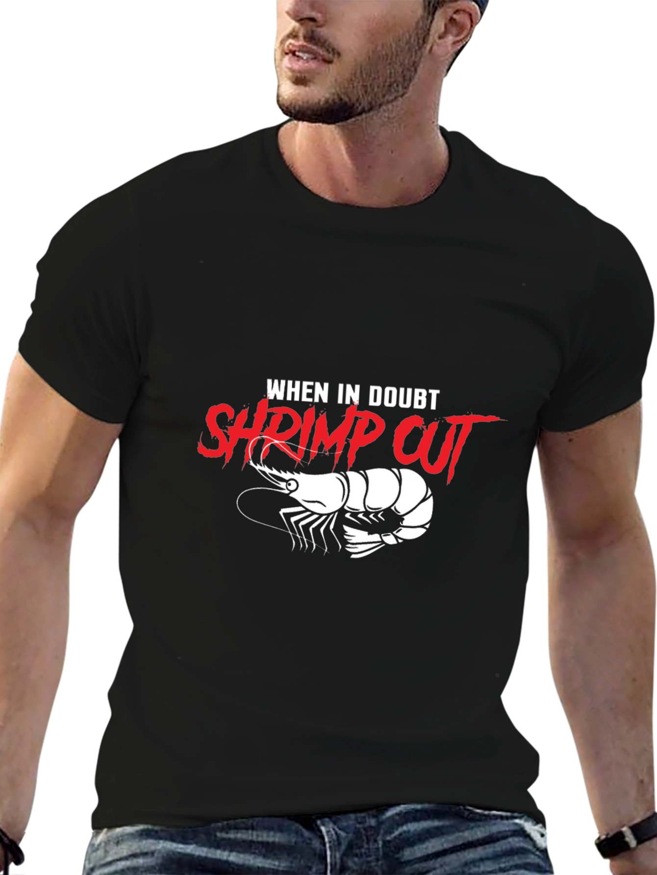 Shrimp Cut Graphic T-Shirt - Black