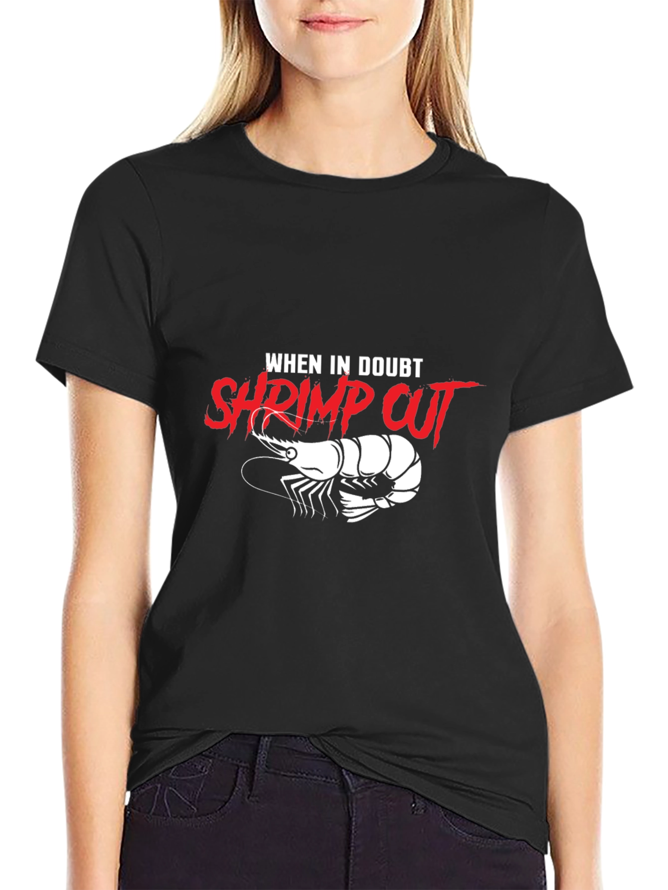 Shrimp Cut Graphic T-Shirt - Black
