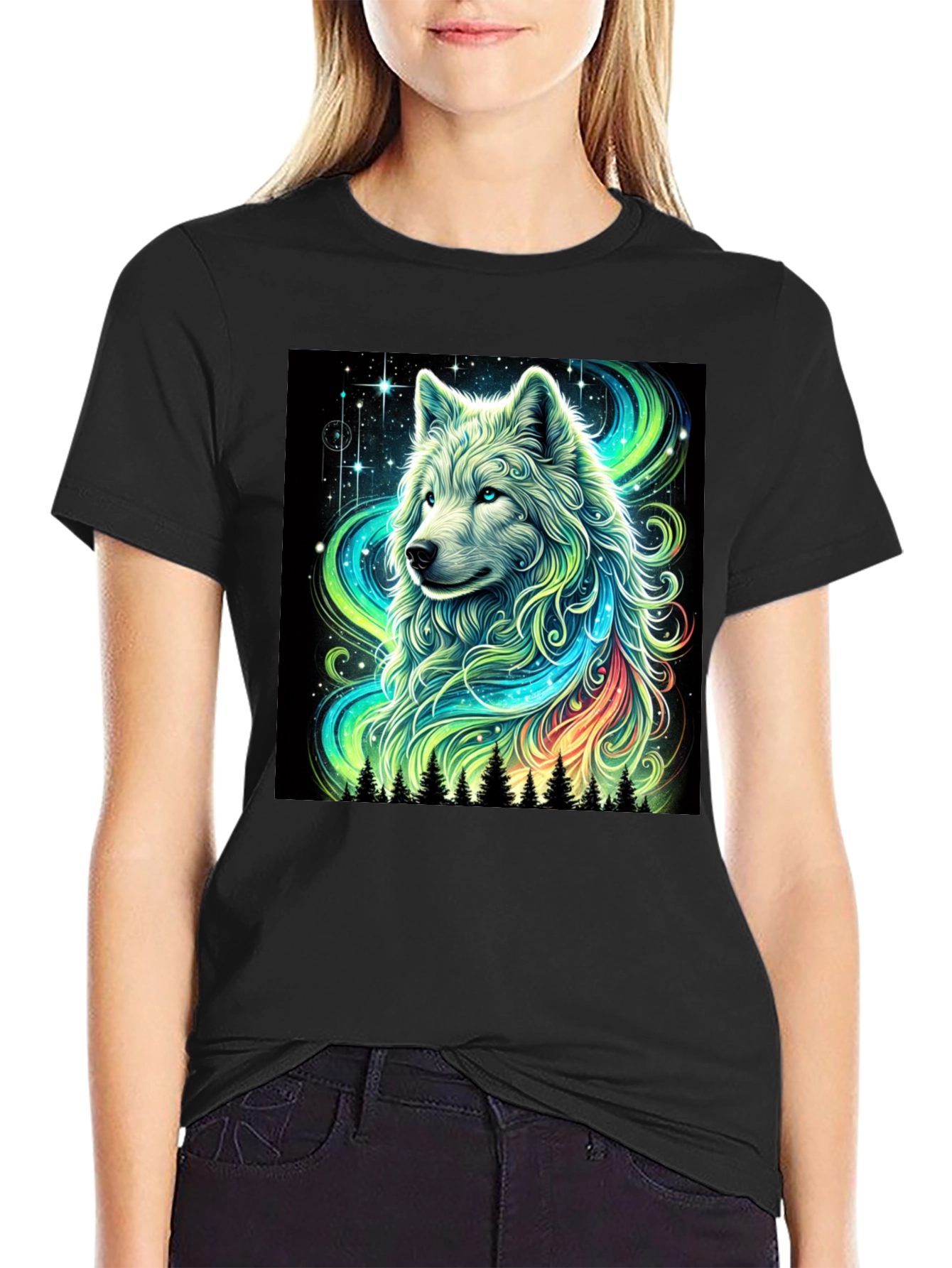 Wolf Galaxy Graphic Tee - Mens Black T-Shirt