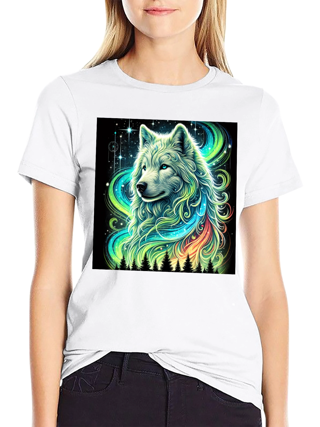 Wolf Galaxy Graphic Tee - Mens Black T-Shirt