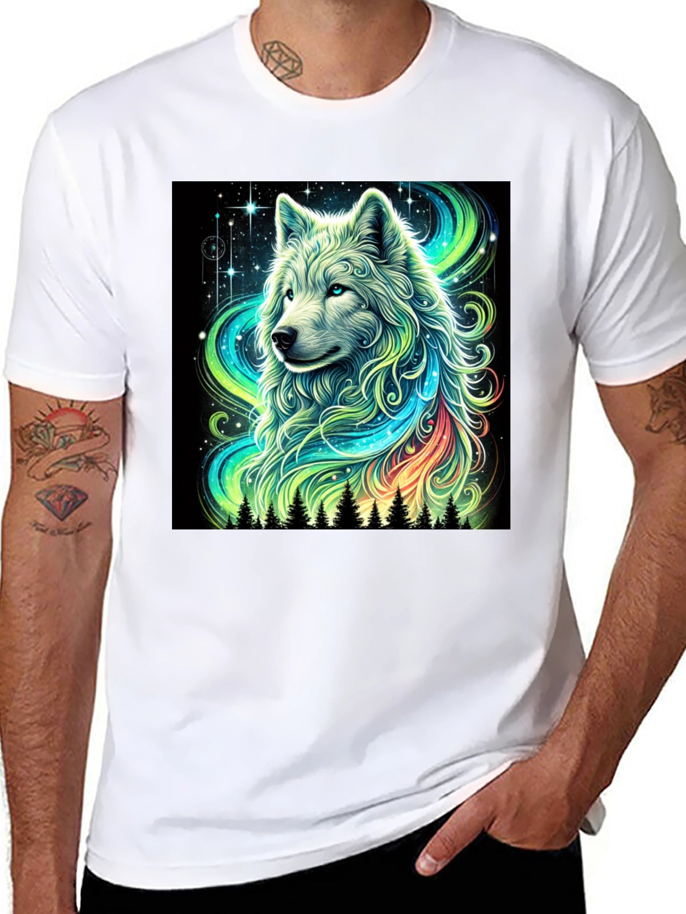 Wolf Galaxy Graphic Tee - Mens Black T-Shirt