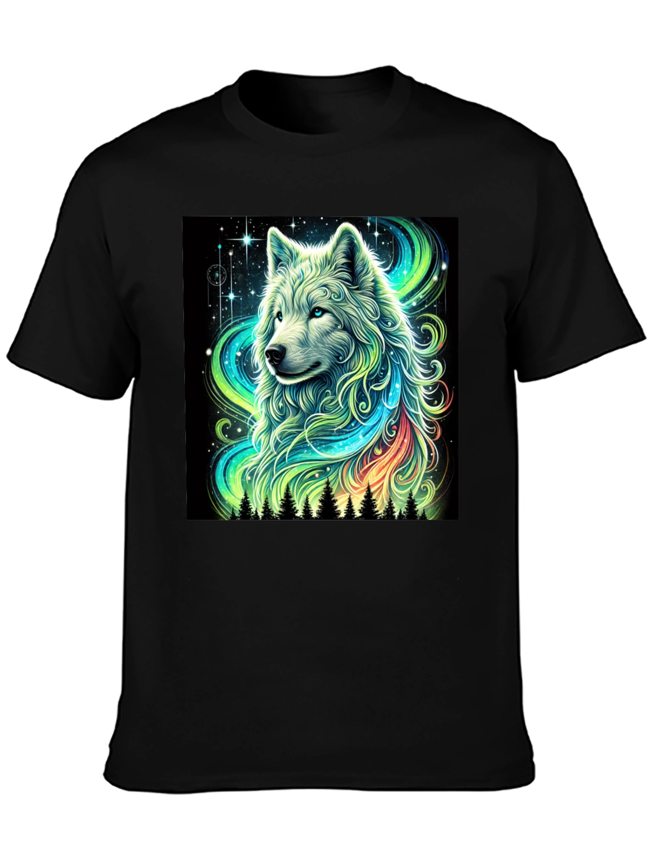 Wolf Galaxy Graphic Tee - Mens Black T-Shirt