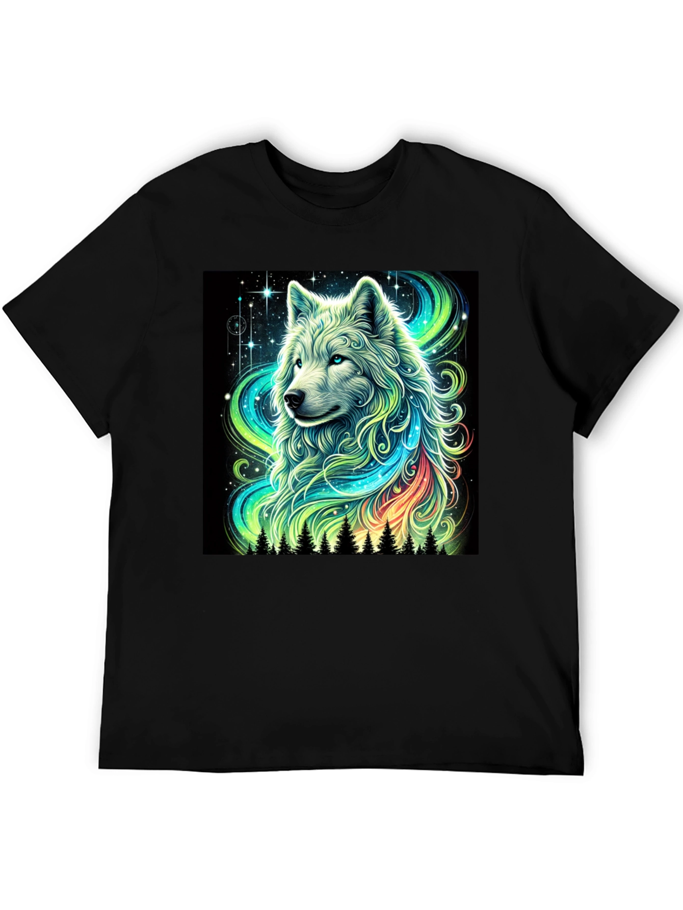 Wolf Galaxy Graphic Tee - Mens Black T-Shirt