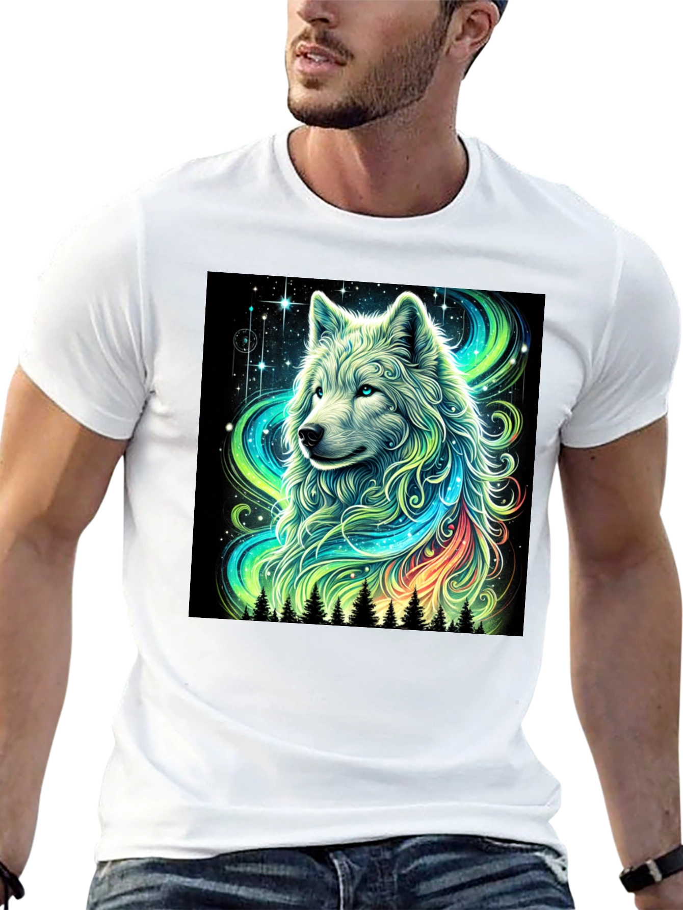 Wolf Galaxy Graphic Tee - Mens Black T-Shirt