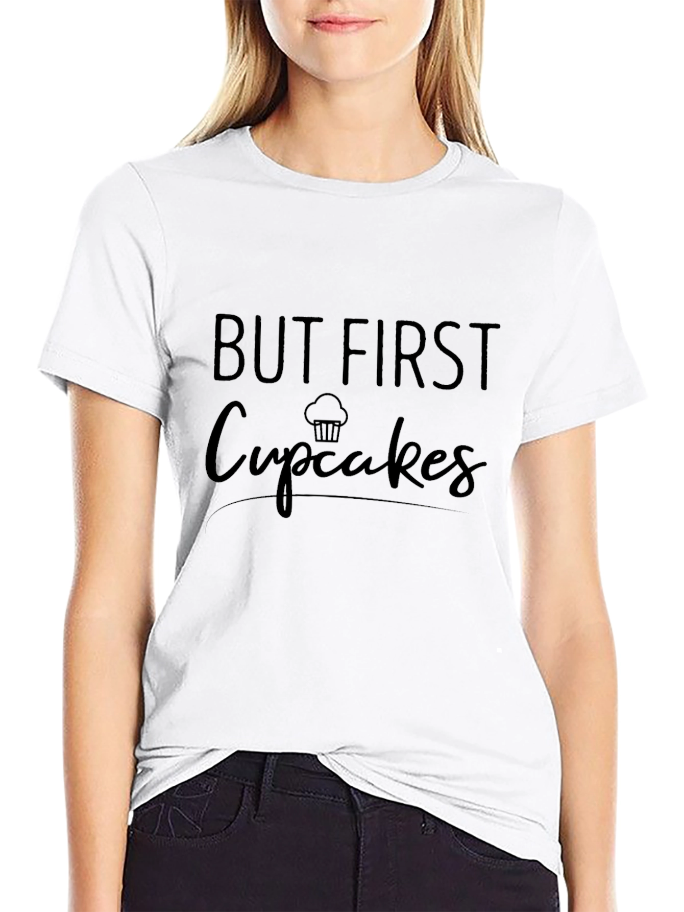 But First Cupcakes Graphic Tee - Black