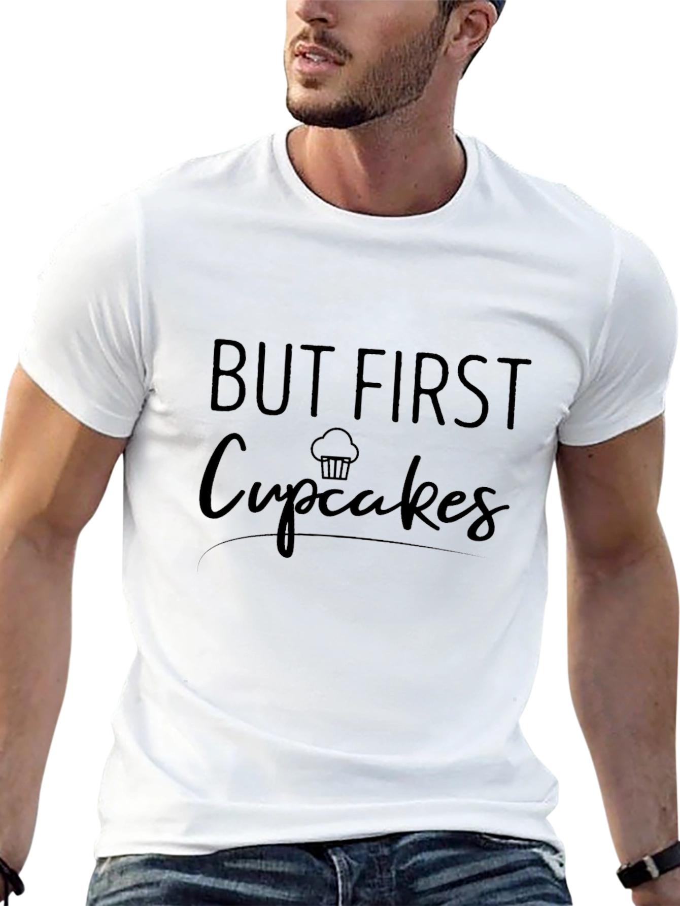 But First Cupcakes Graphic Tee - Black
