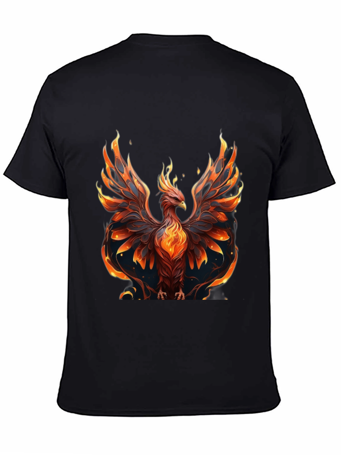 Fiery Phoenix Graphic Tee - Black Cotton Comfort