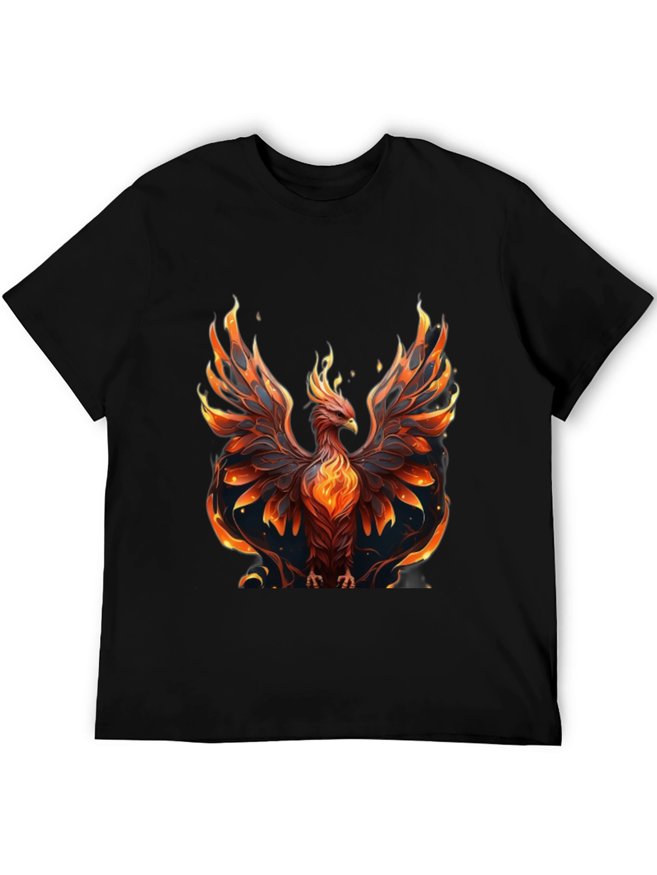 Fiery Phoenix Graphic Tee - Black Cotton Comfort