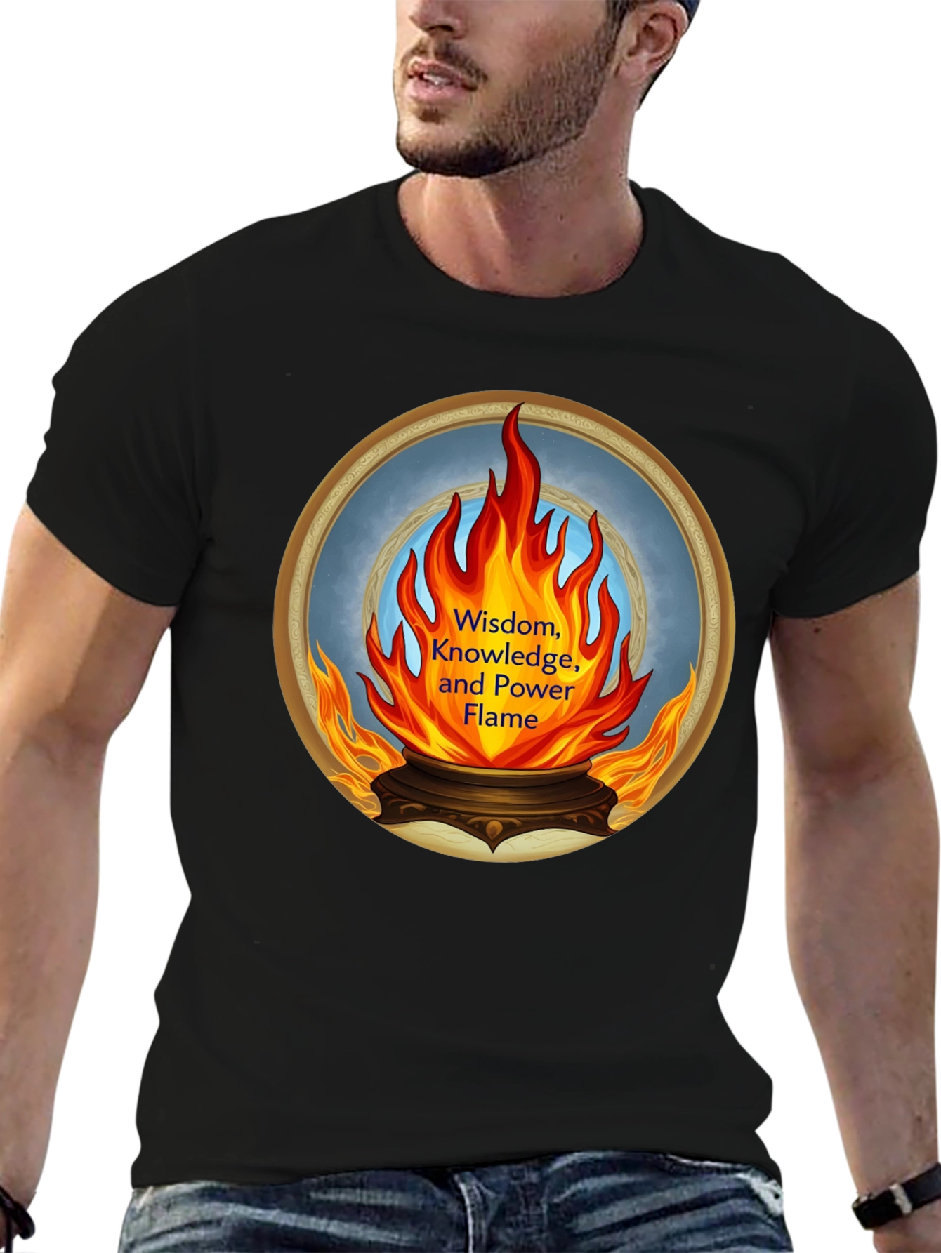 Wisdom Knowledge and Power Flame Graphic Tee
