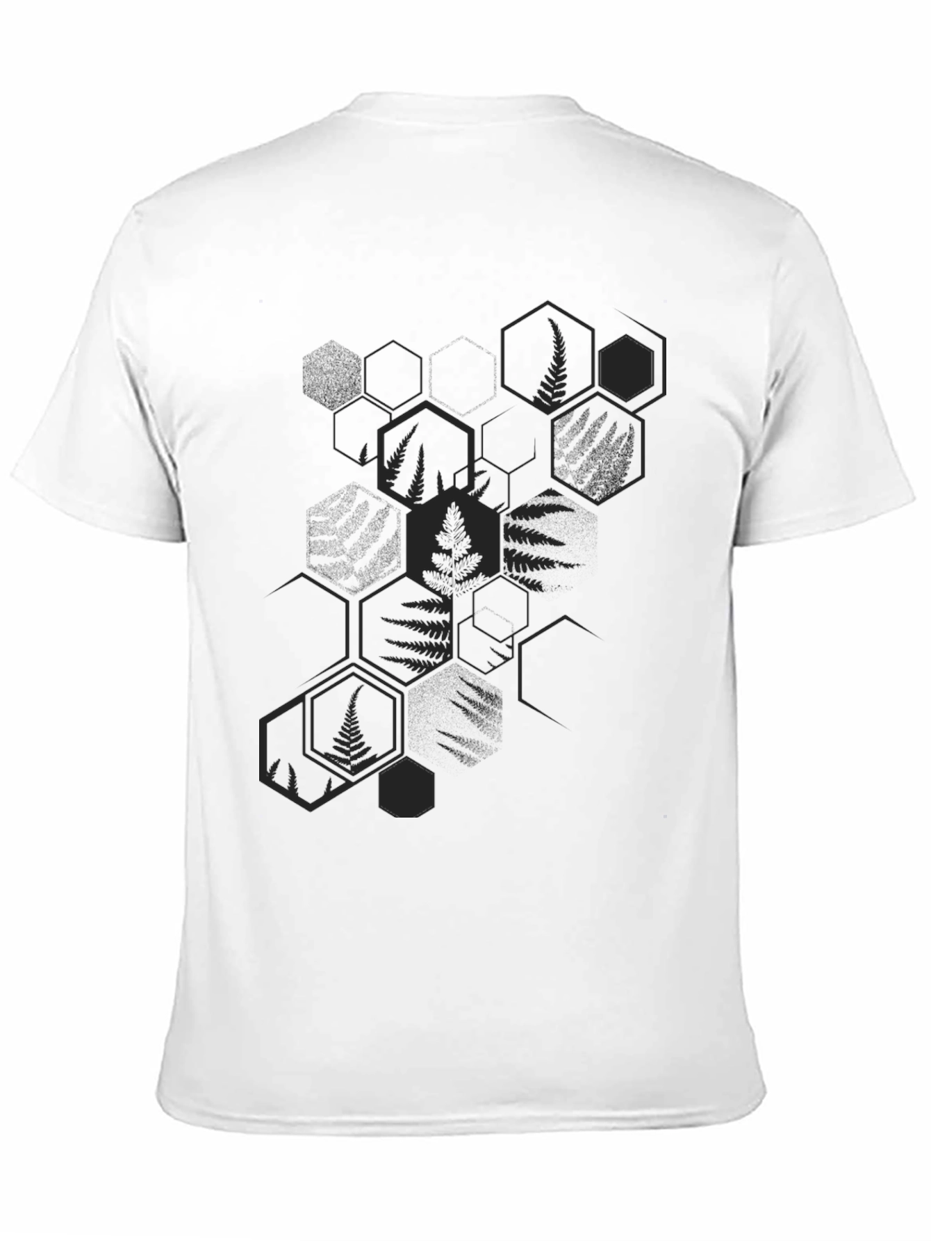 Mens Black Fern Hexagon Graphic Tee