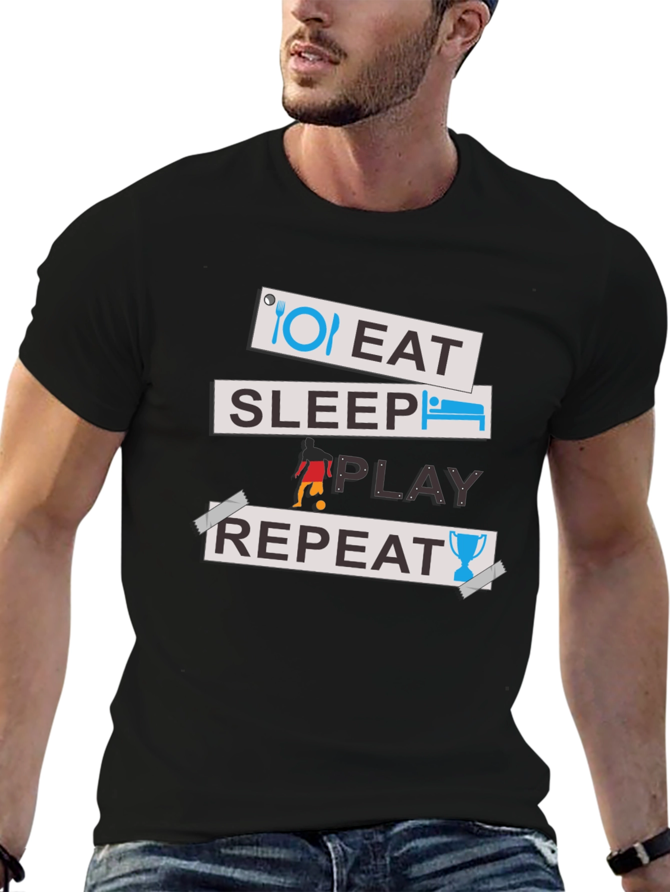 Eat Sleep Play Repeat Graphic Tee