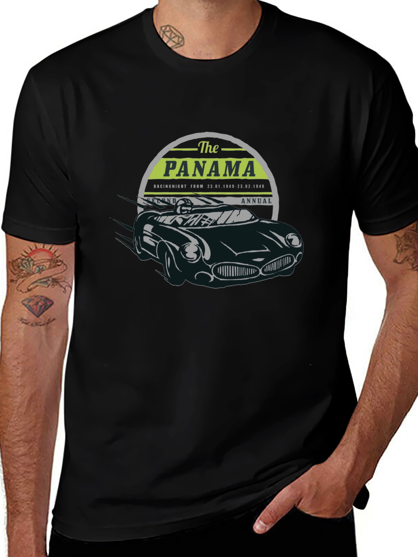 Panama Racing Car Black T-Shirt