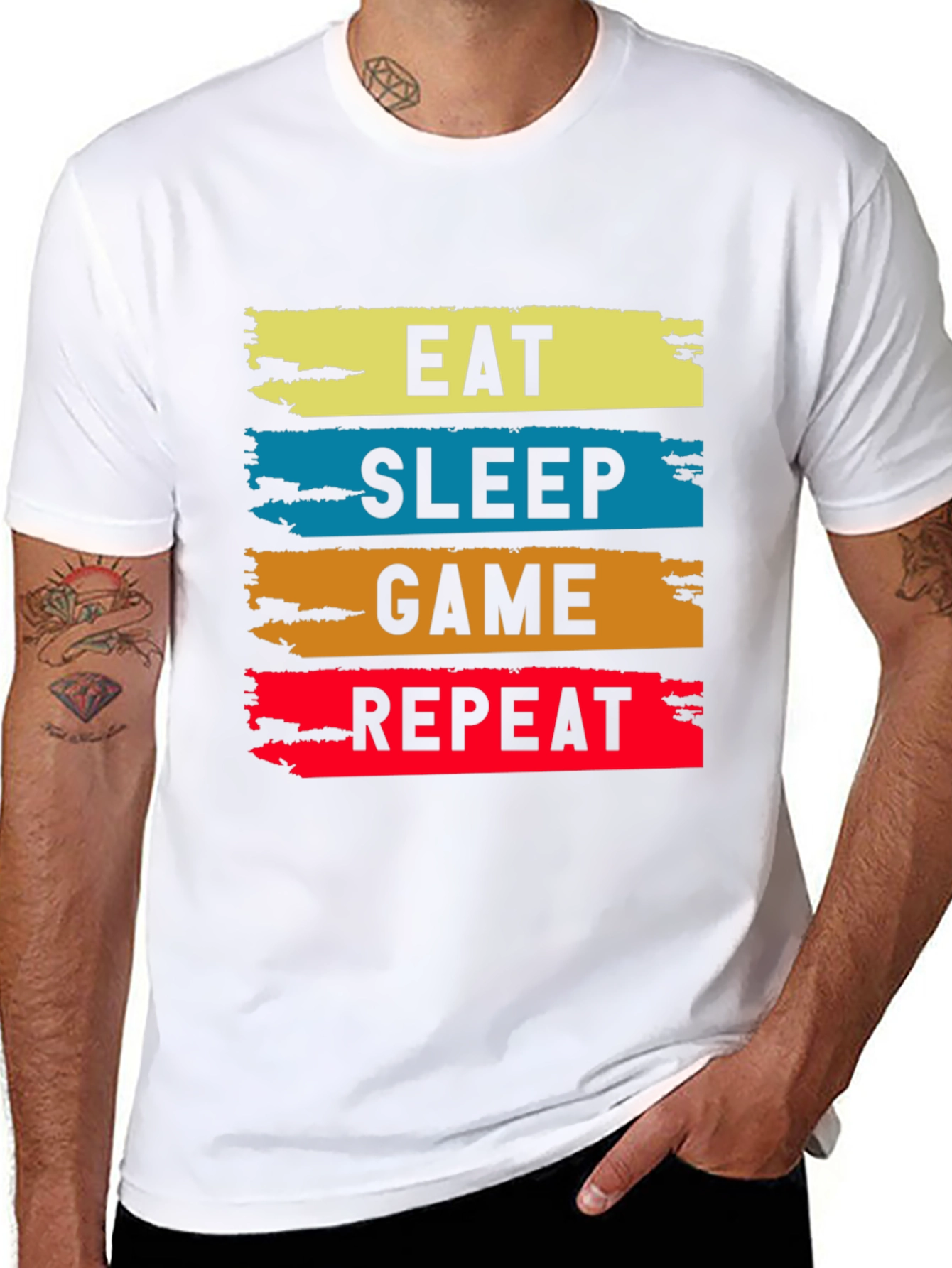 Eat Sleep Game Repeat Graphic Tee - Gamer T-Shirt