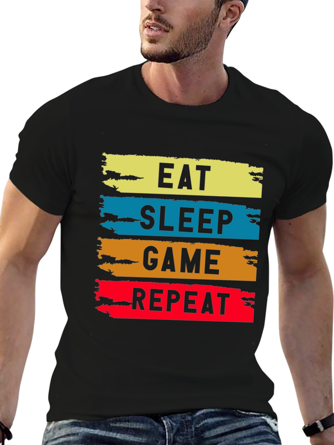Eat Sleep Game Repeat Graphic Tee - Gamer T-Shirt