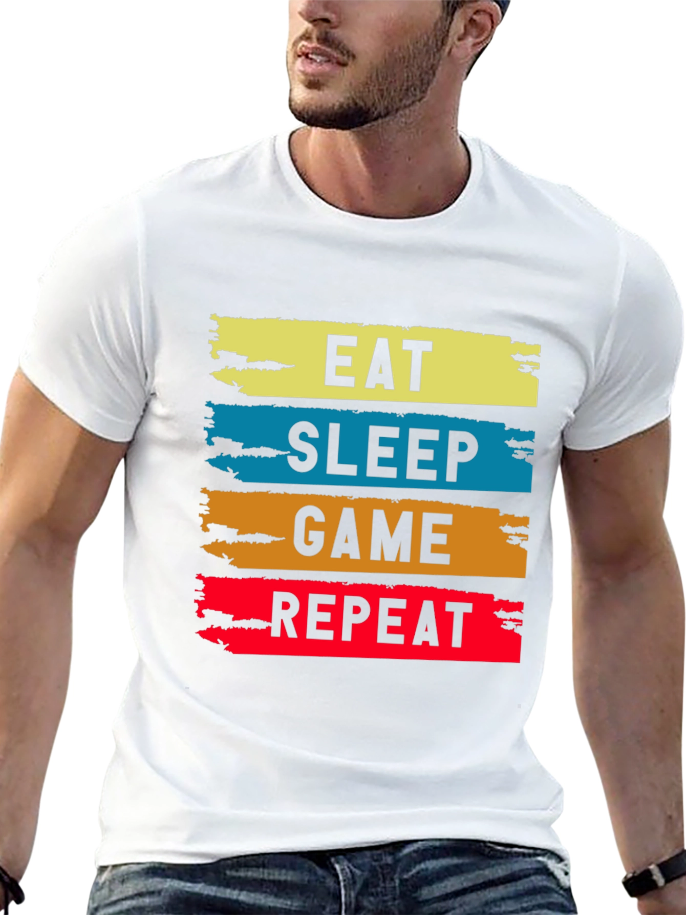 Eat Sleep Game Repeat Graphic Tee - Gamer T-Shirt