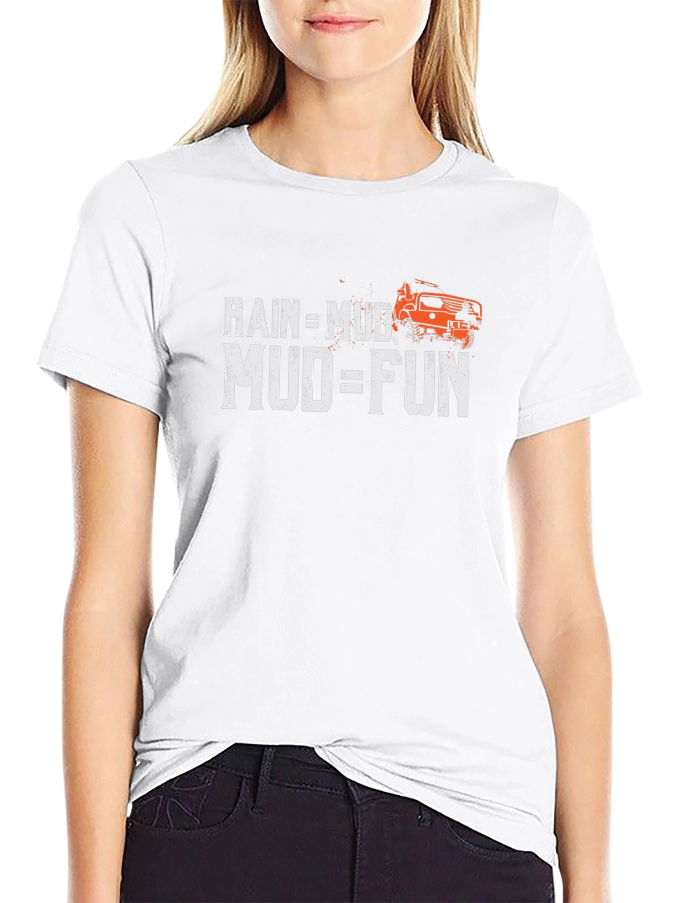 Rain = Mud Mud = Fun Black Graphic T-Shirt