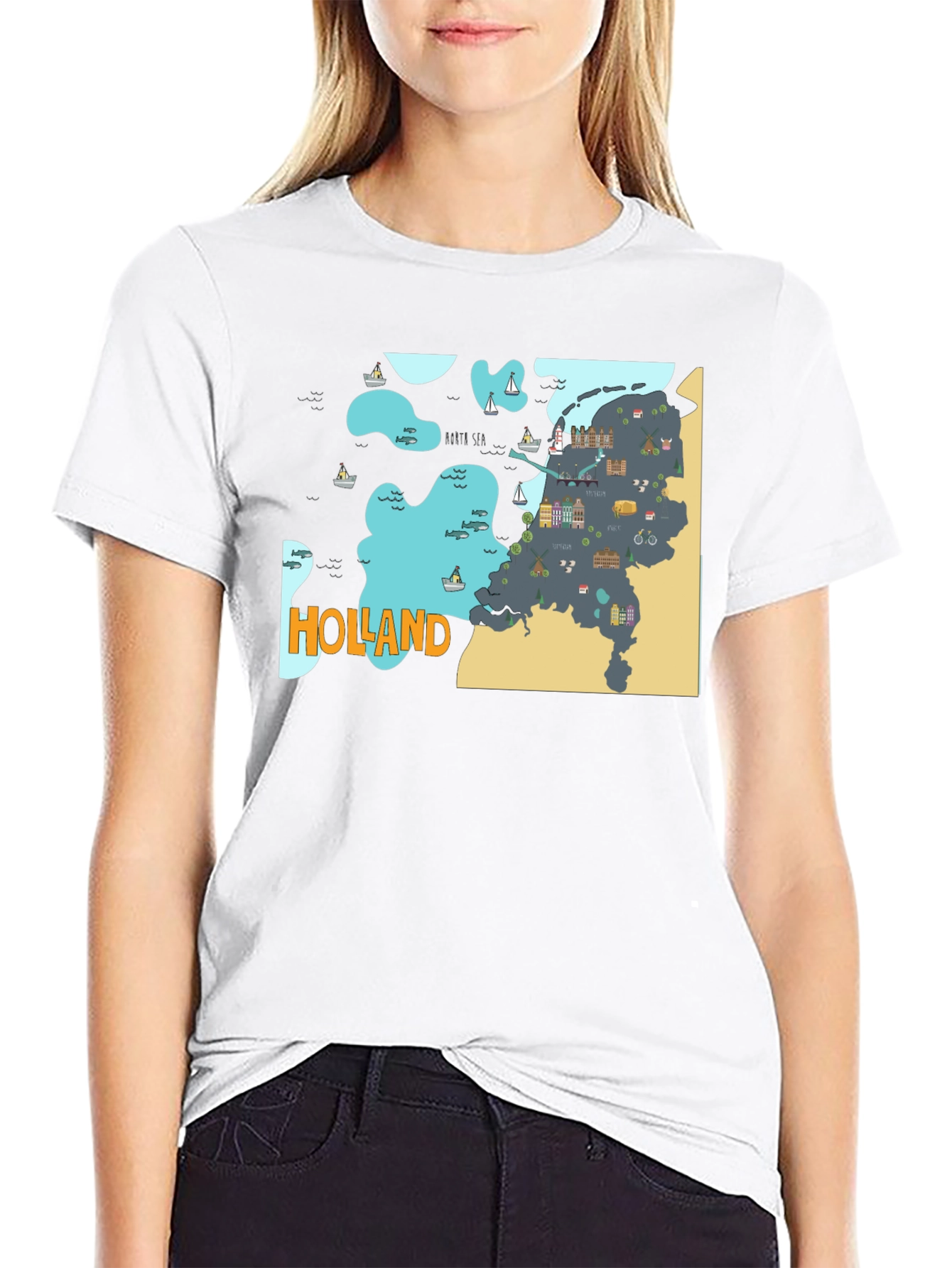 Holland Map Graphic Tee - Black Cotton T-Shirt