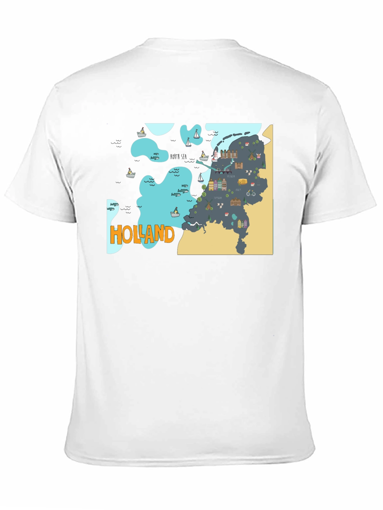 Holland Map Graphic Tee - Black Cotton T-Shirt