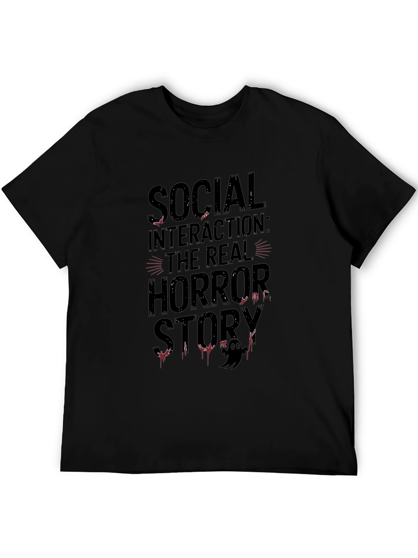 Social Interaction Horror Story Black T-Shirt