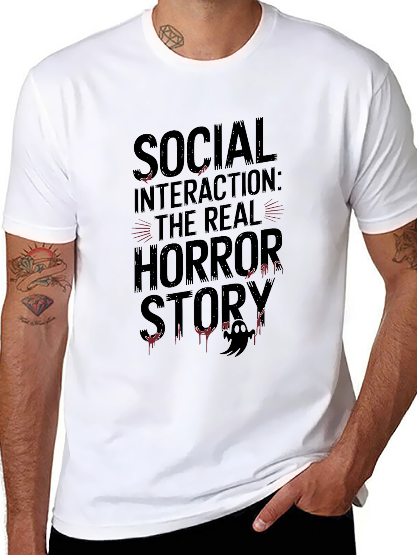 Social Interaction Horror Story Black T-Shirt